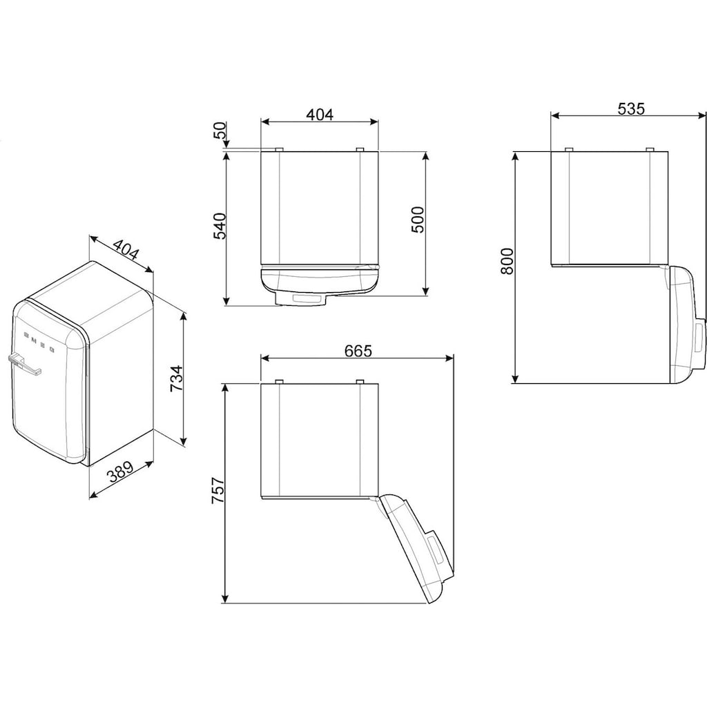 Smeg Kühlschrank »FAB5_5«, FAB5RRD5, 71,5 cm hoch, 40,4 cm breit