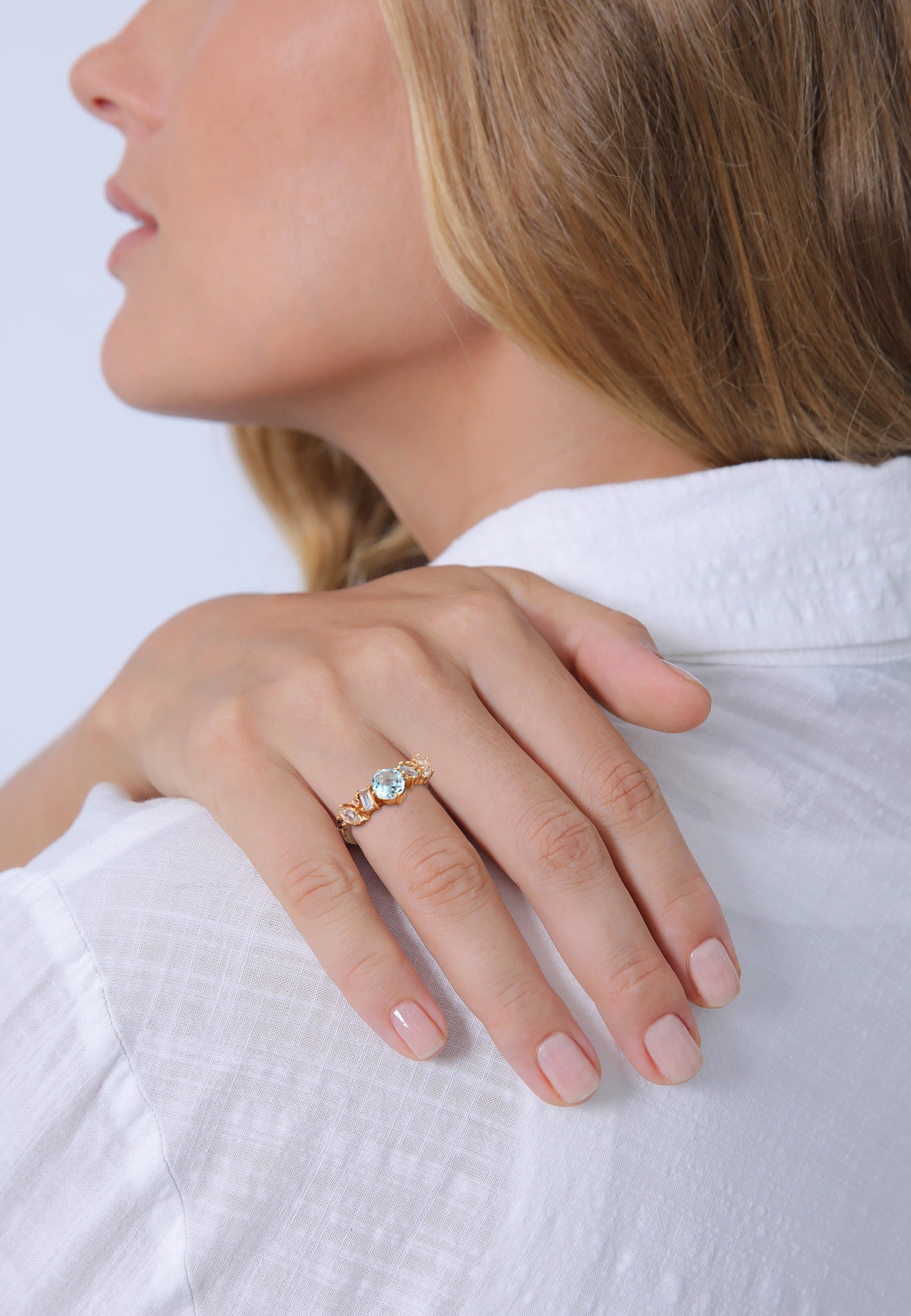 Elli Premium Silberring »Ring Topas Mondstein Amethyst Klassik 925 Sterling Silber vergoldet«