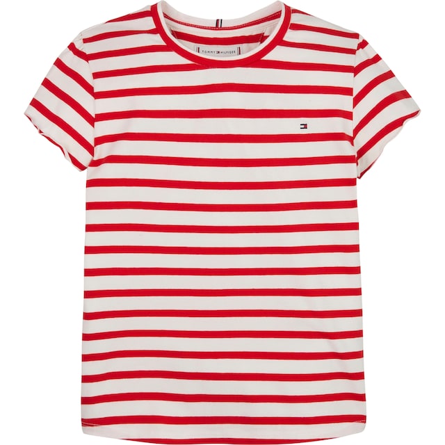 Tommy Hilfiger T-Shirt »STRIPED RUFFLE SLEEVE TOP S/S«, in gestreifter Optik  bei OTTO