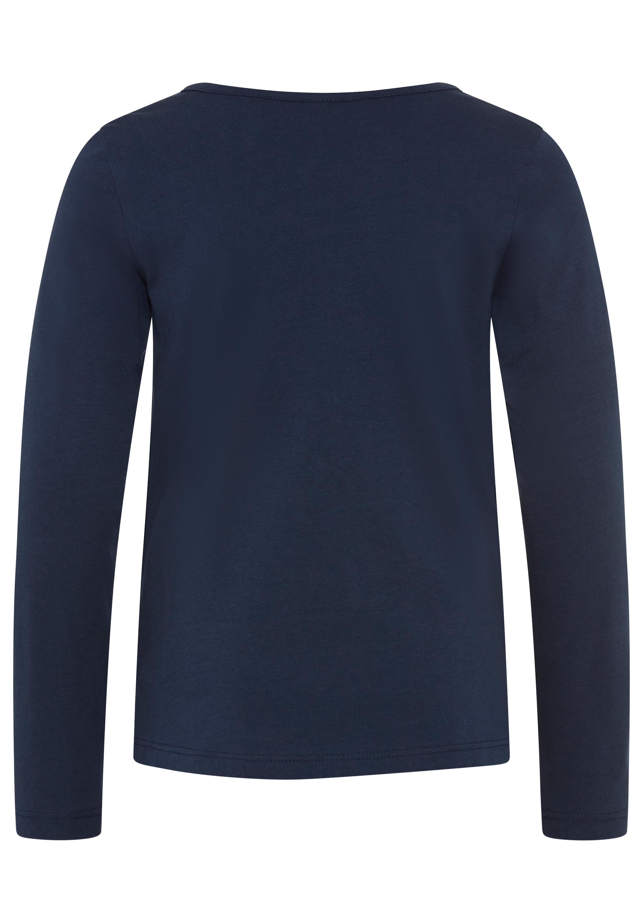H.I.S Langarmshirt »H.I.S Shirt mit kleiner Deko-Schleife« Langarmshirt hüftlange Basic-Passform, Langarm, modischer Stil