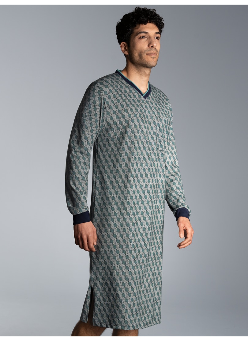 Trigema Herren Pyjama »TRIGEMA Nachthemd mit Allover-Print« 1 Stk. tlg. in blau, Größe 3XL