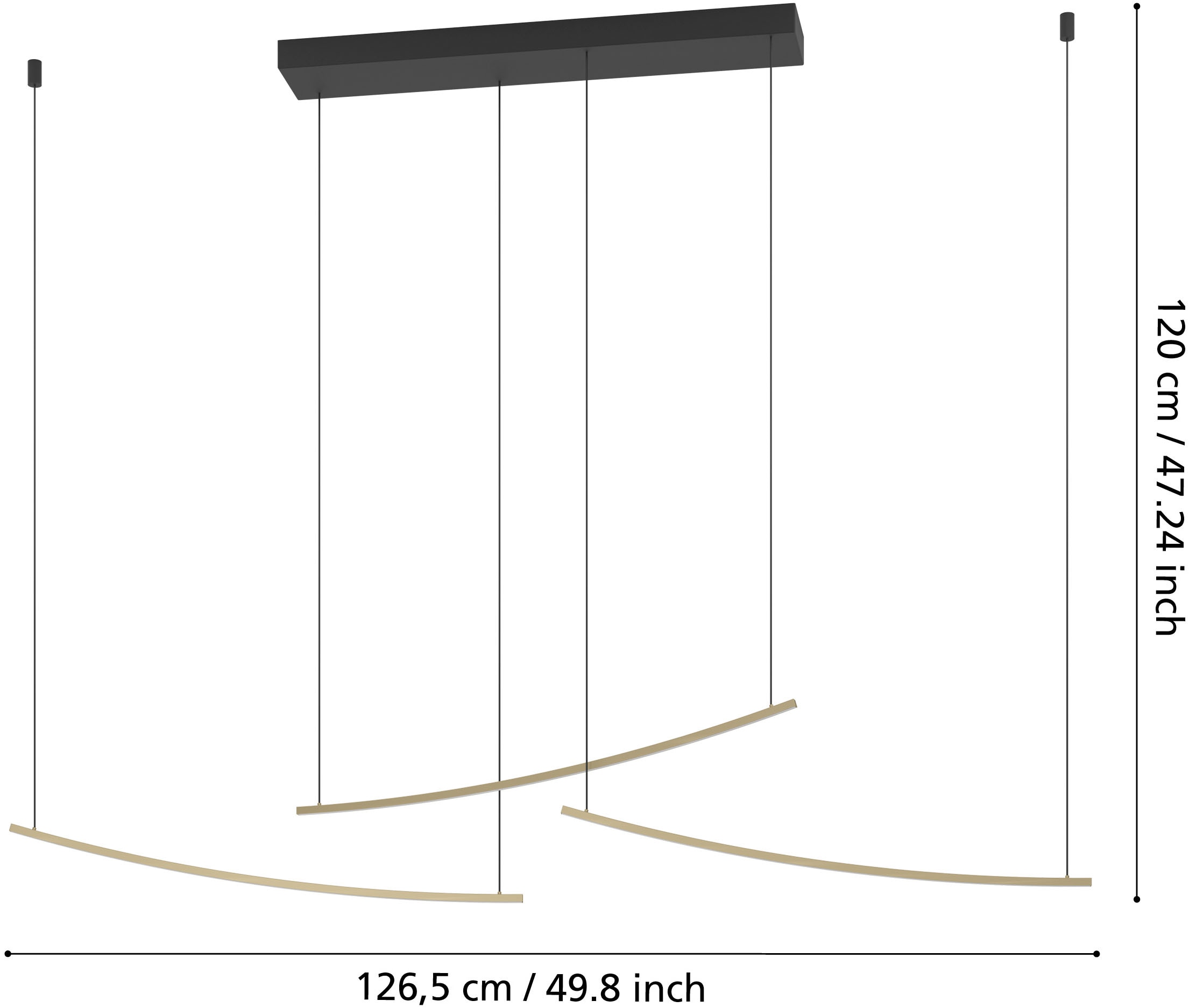 EGLO Hängeleuchte »VILLEGGI Pendellampe - Alu, Stahl - LED - 22W - IP20« LED-Modul 1 Stk. Kaltweiß | Neutralweiß | Warmweiß Hängelampe, Deckenlampe, Wohnzimmer, Esszimmer, L122 x B10 x H120 cm
