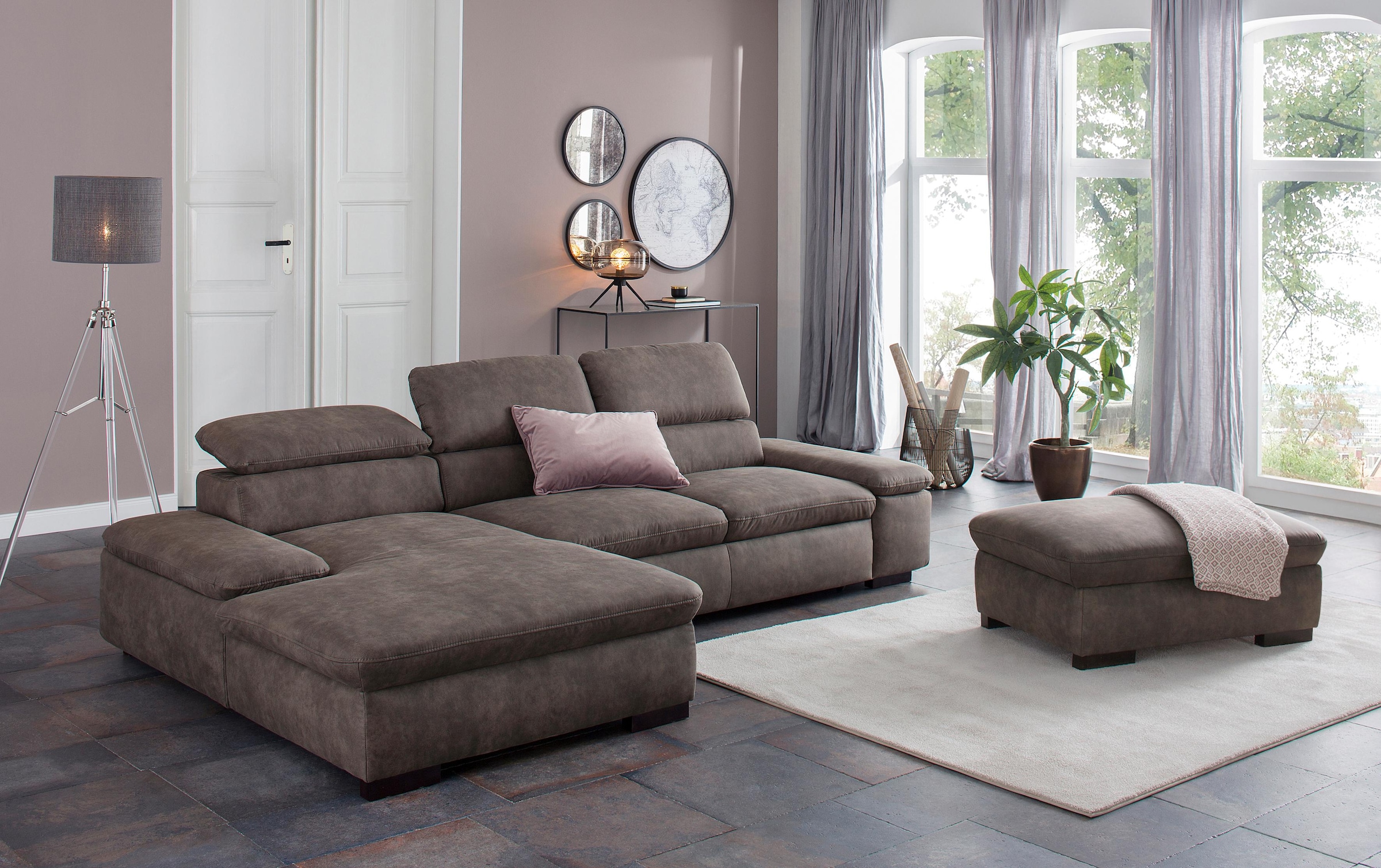 Home affaire Ecksofa »Alberto L-Form«, mit Kopfteilverstellung, wahlweise mit Bettfunktion