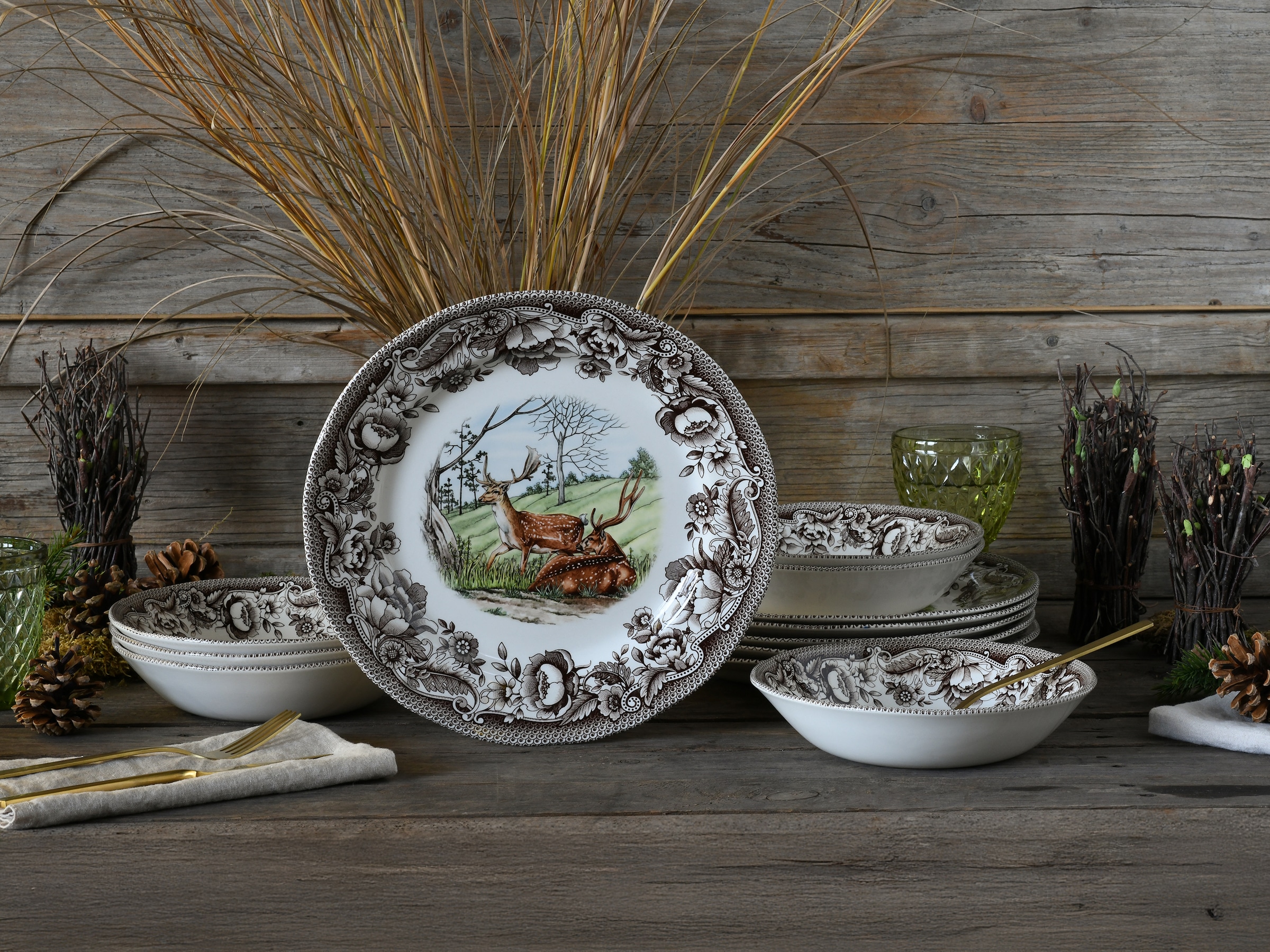 CreaTable Tafelservice »Haydon Grove Bunt, Service, Teller-Set, 12-tlg.« Landhausstil, Tiermotive