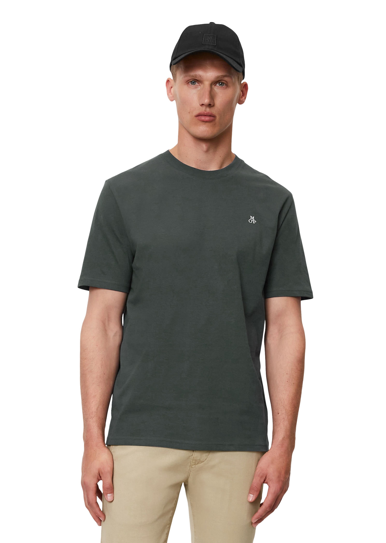 T-Shirt »T-shirt, short sleeve, logo print, ribbed collar«