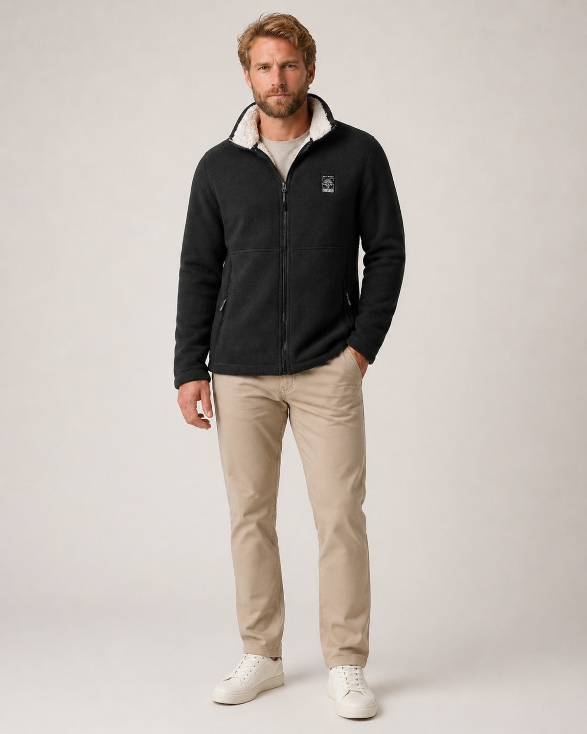 LPO Kapuzenfleecejacke »Rhys Outdoor« mit Kapuze mit Langhaarfleece