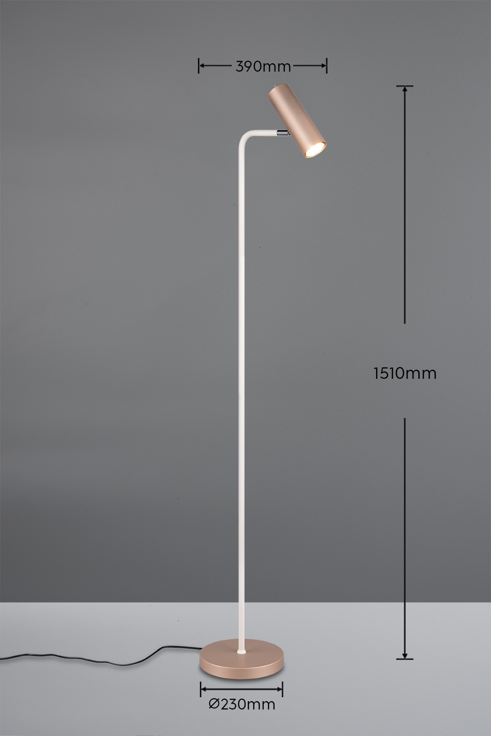 TRIO Leuchten Stehlampe »MARLEY, exkl. 1x GU10 max 5W, Stehleuchte Höhe 151cm« GU10 1 Stk. warmweiß - kaltweiß mit Kippschalter, Leuchtenkopf schwenkbar, 180cm Anschlusskabel