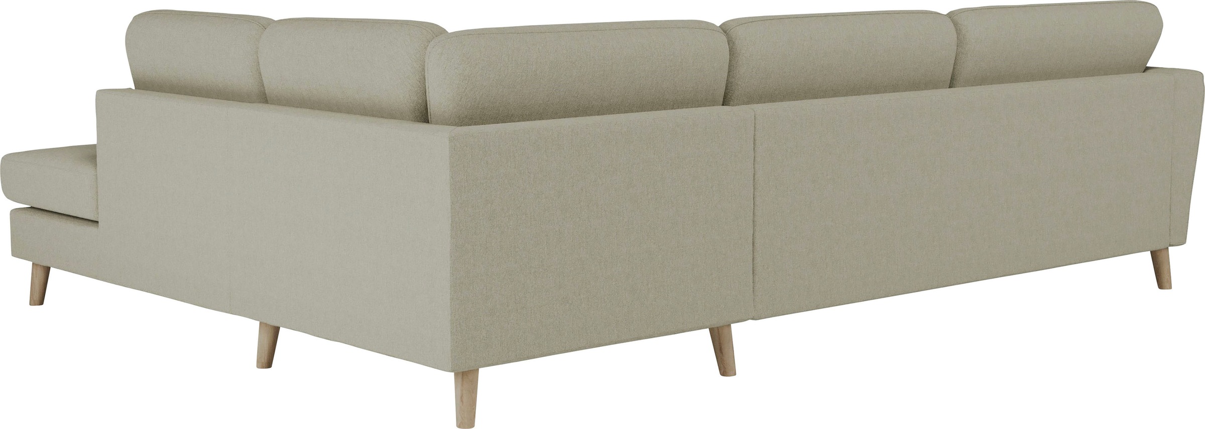 Home affaire Ecksofa »MARSEILLE 278/202 cm, L-Form, Ottom. rechts/links, verschiedene Bezüge«, Massivholzbeine Eiche, Landhausstil, Wellenunterfederung