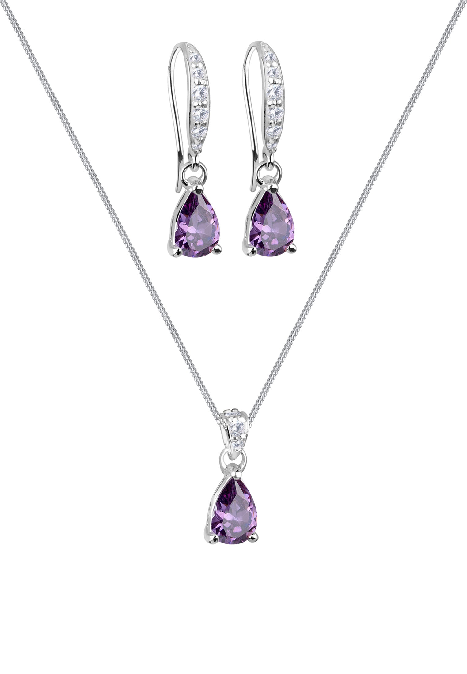 Elli Ohrring und Ketten Set »Schmuckset Ohrhänger und Anhänger mit Zirkonia 925 Sterling Silber«