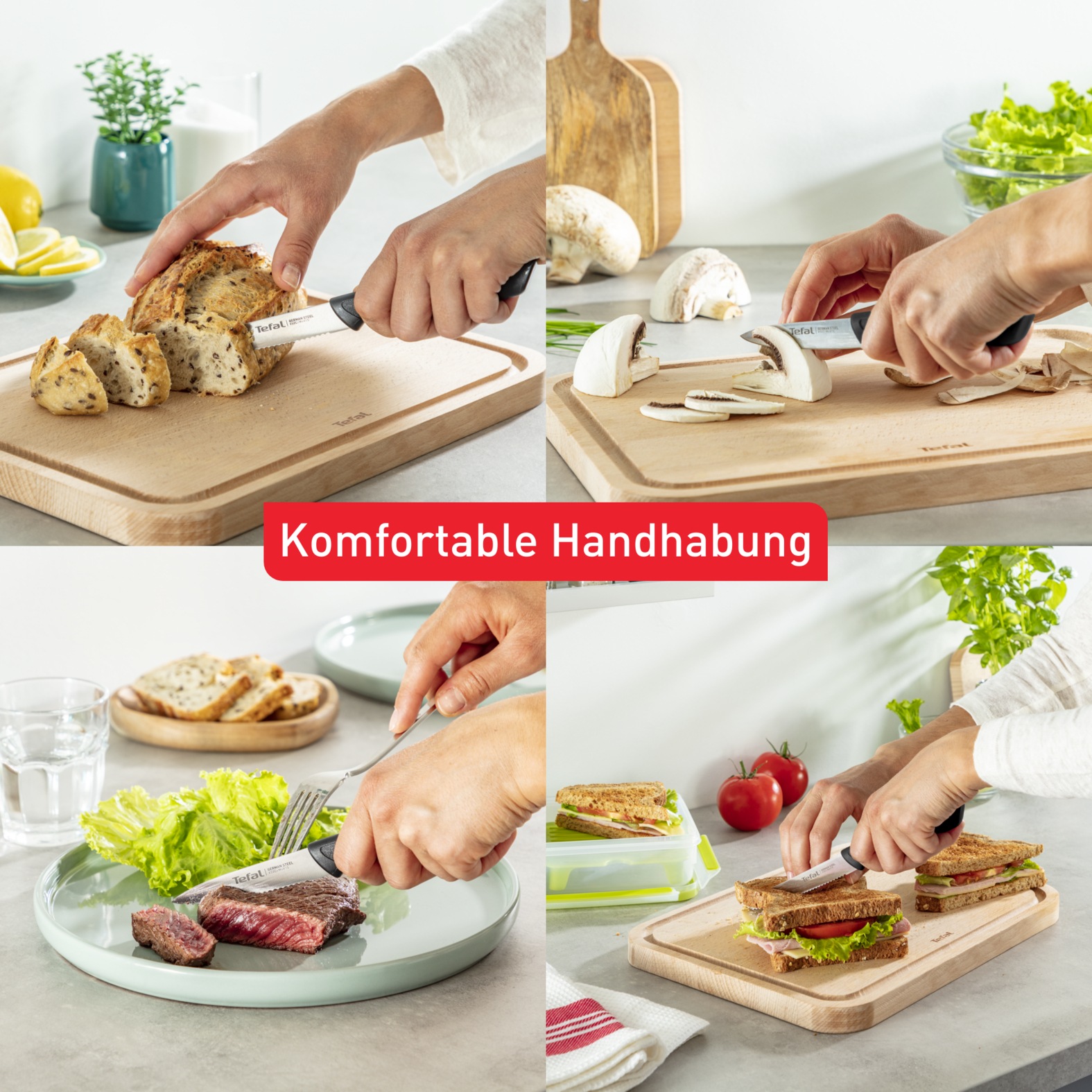 Tefal Messer-Set »Colorfood für alle täglichen Vorbereitungen« deutscher Edelstahl, rostfrei, leicht strukturierte Griffe, K2733S