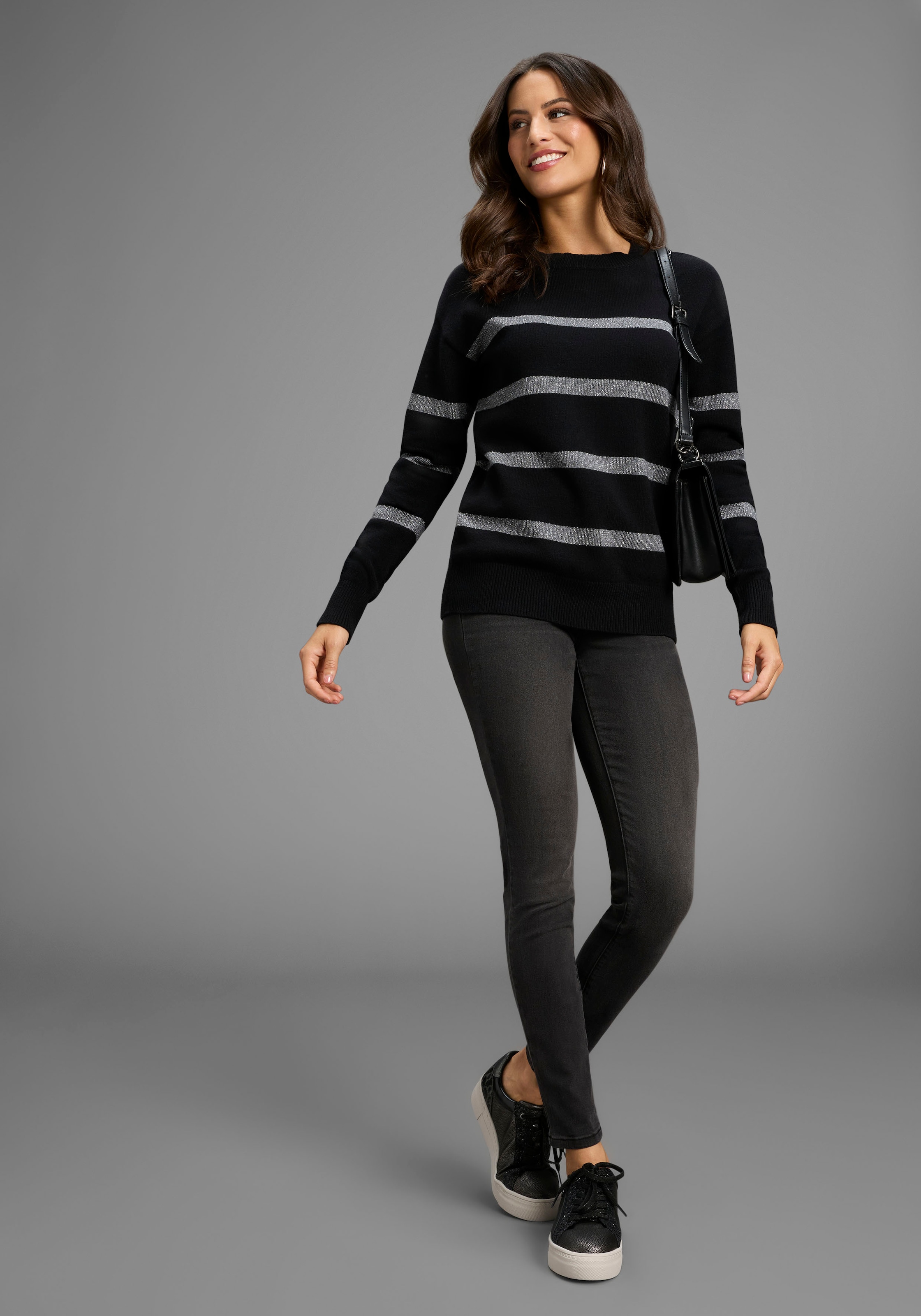 Laura Scott Strickpullover X-MAS Edition mit Glitzernden Streifen - NEUE KOLLEKTION