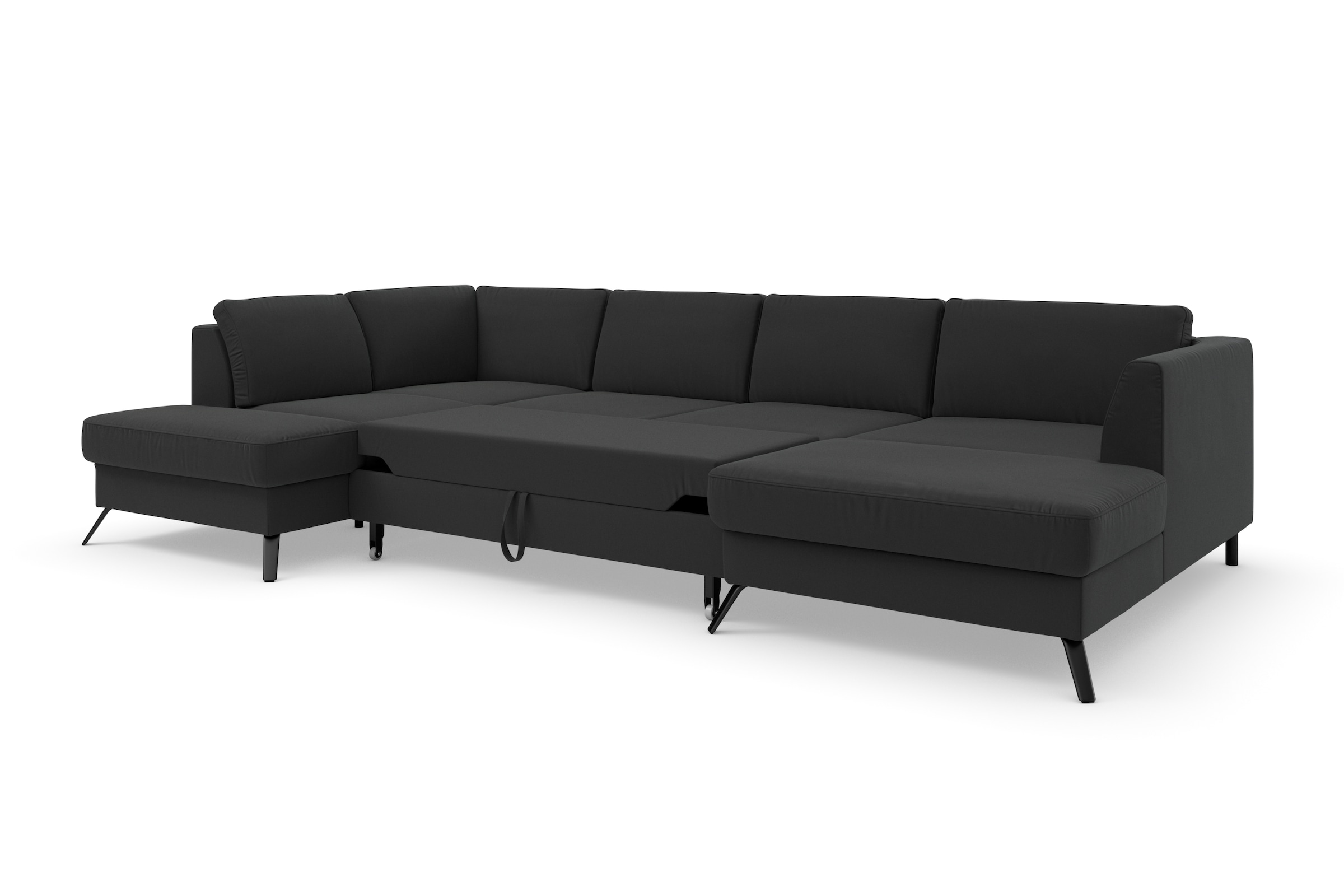 sit&more Wohnlandschaft »Olsen U-Form«, inklusive Sitztiefenverstellung, wahlweise mit Bettfunktion, 15cm hoch