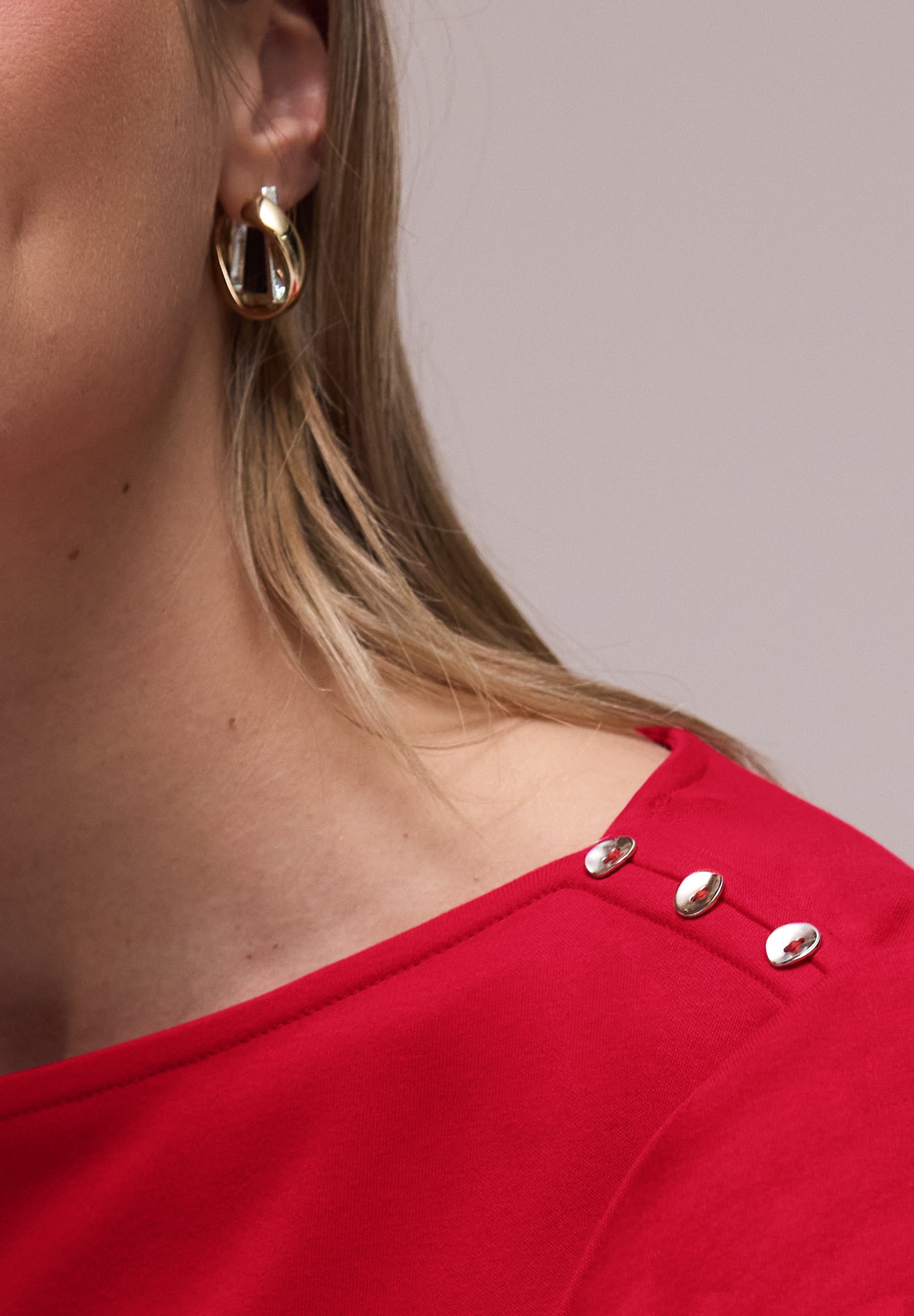 STREET ONE Kurzarmshirt mit Knopfdetail