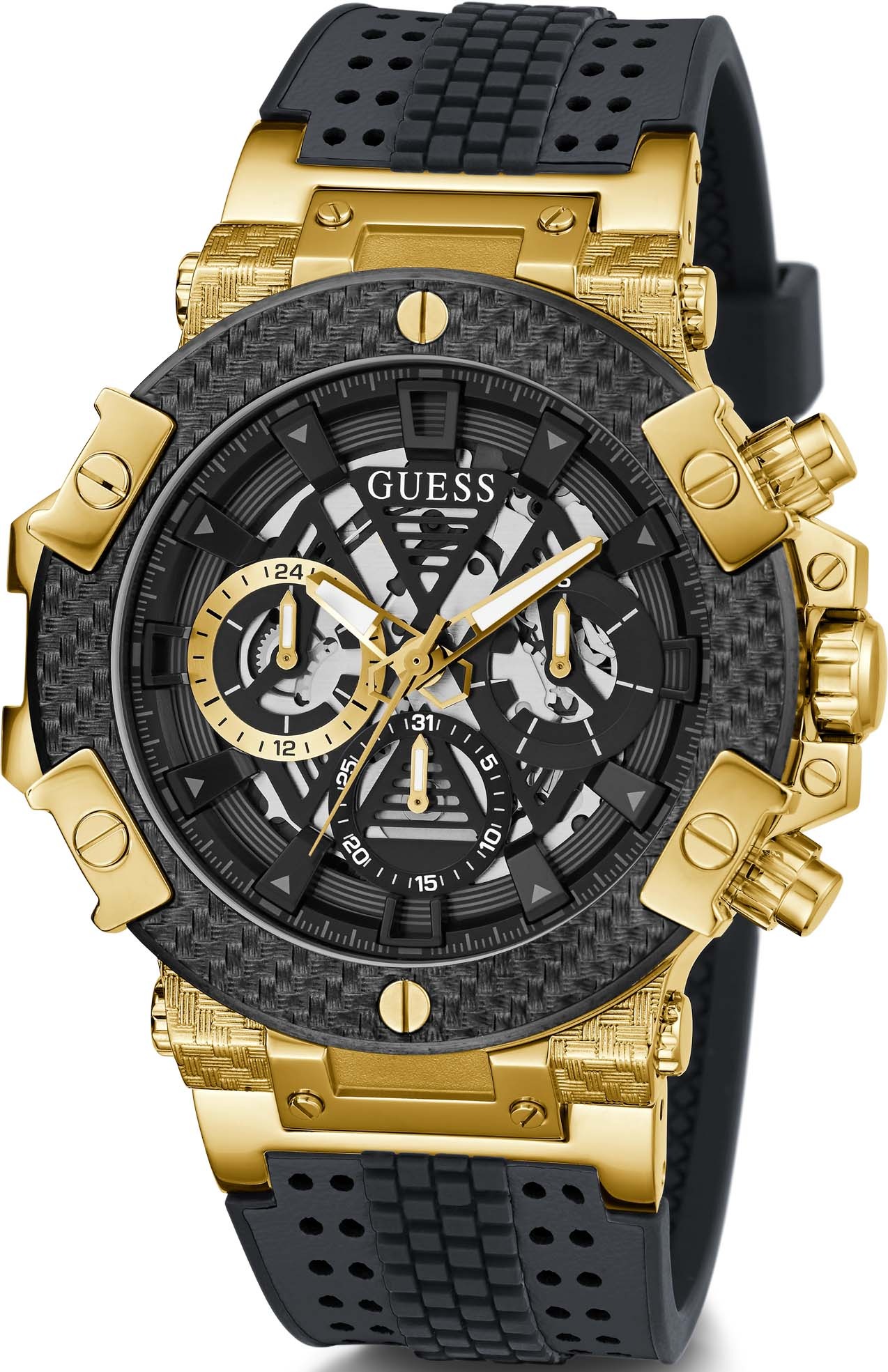 Guess Multifunktionsuhr »CARBON«, Armbanduhr, Quarzuhr, Herrenuhr