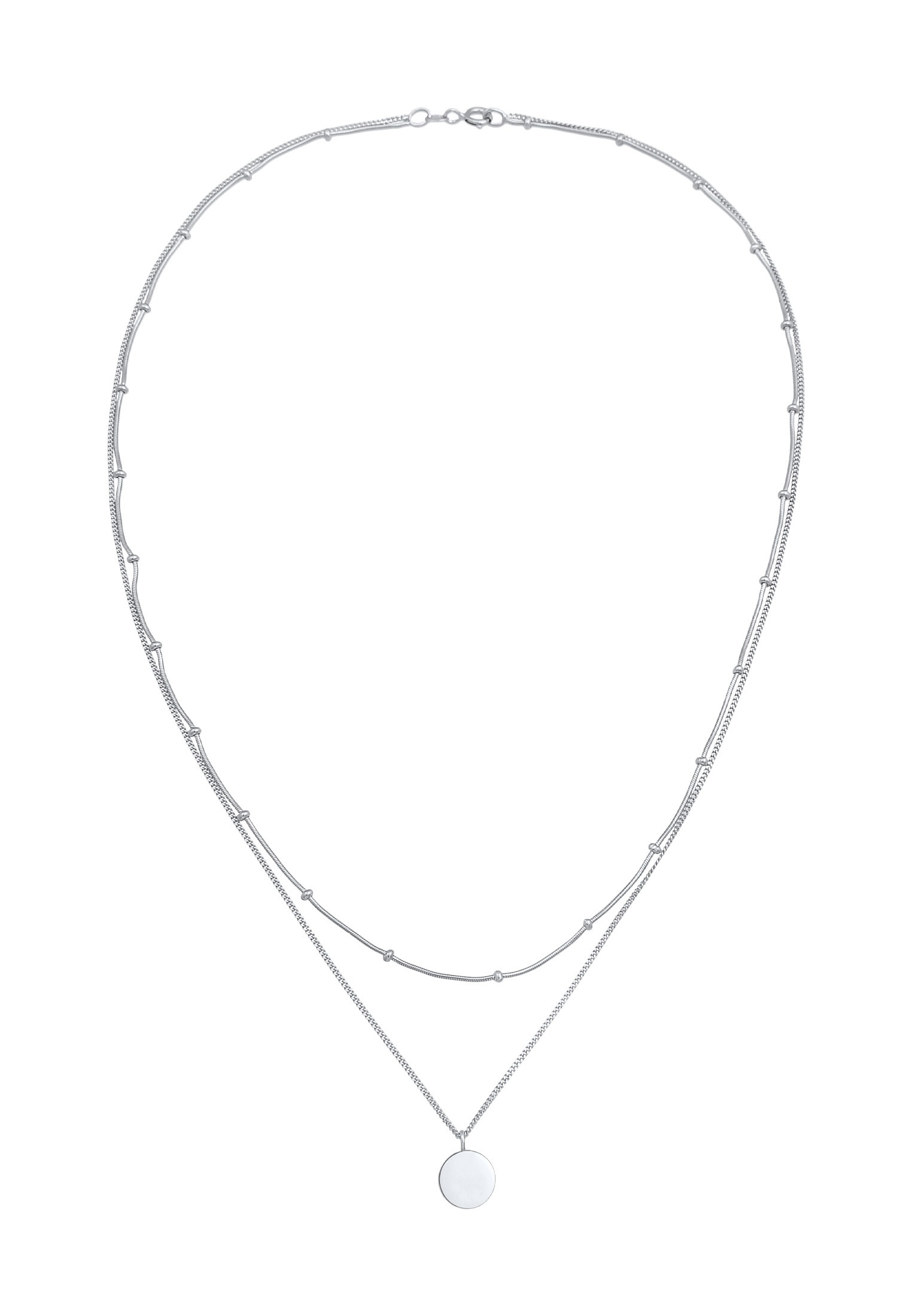 Elli Silberkette »Halskette 2-lagig Layer Plättchen Kreis 925 Silber«
