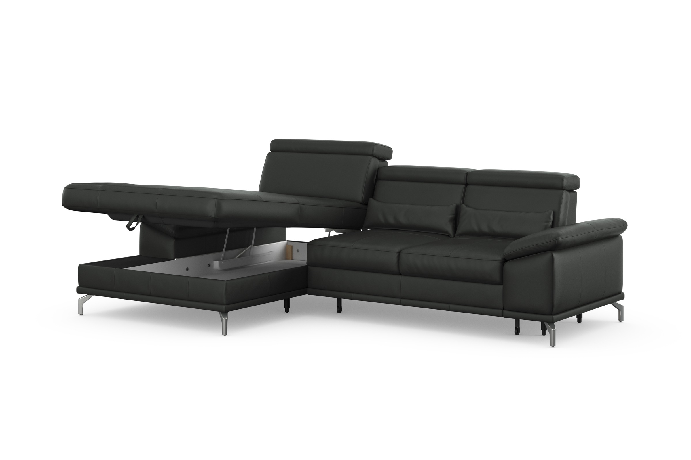 sit&more Ecksofa »Cabrio L-Form, mit Sitztiefenverstellung, Arm- und Kopfteilverstellung«, 2 Nierenkissen, Federkern, optional Bettfunktion und Stauraum