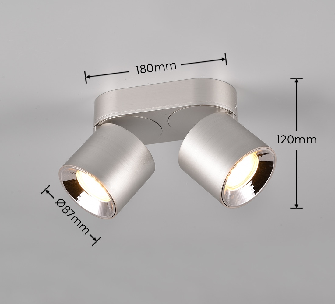 TRIO Leuchten Deckenleuchte »GUAYANA, Deckenspot 2-flammig exkl 2x GU10 max 10W Spot verstellbar«, 2 flammig, Leuchtmittel GU10 | Leuchtmittel wechselbar, als Aufbauspot oder Einbauspot nutzbar Spot schwenkbar und drehbar