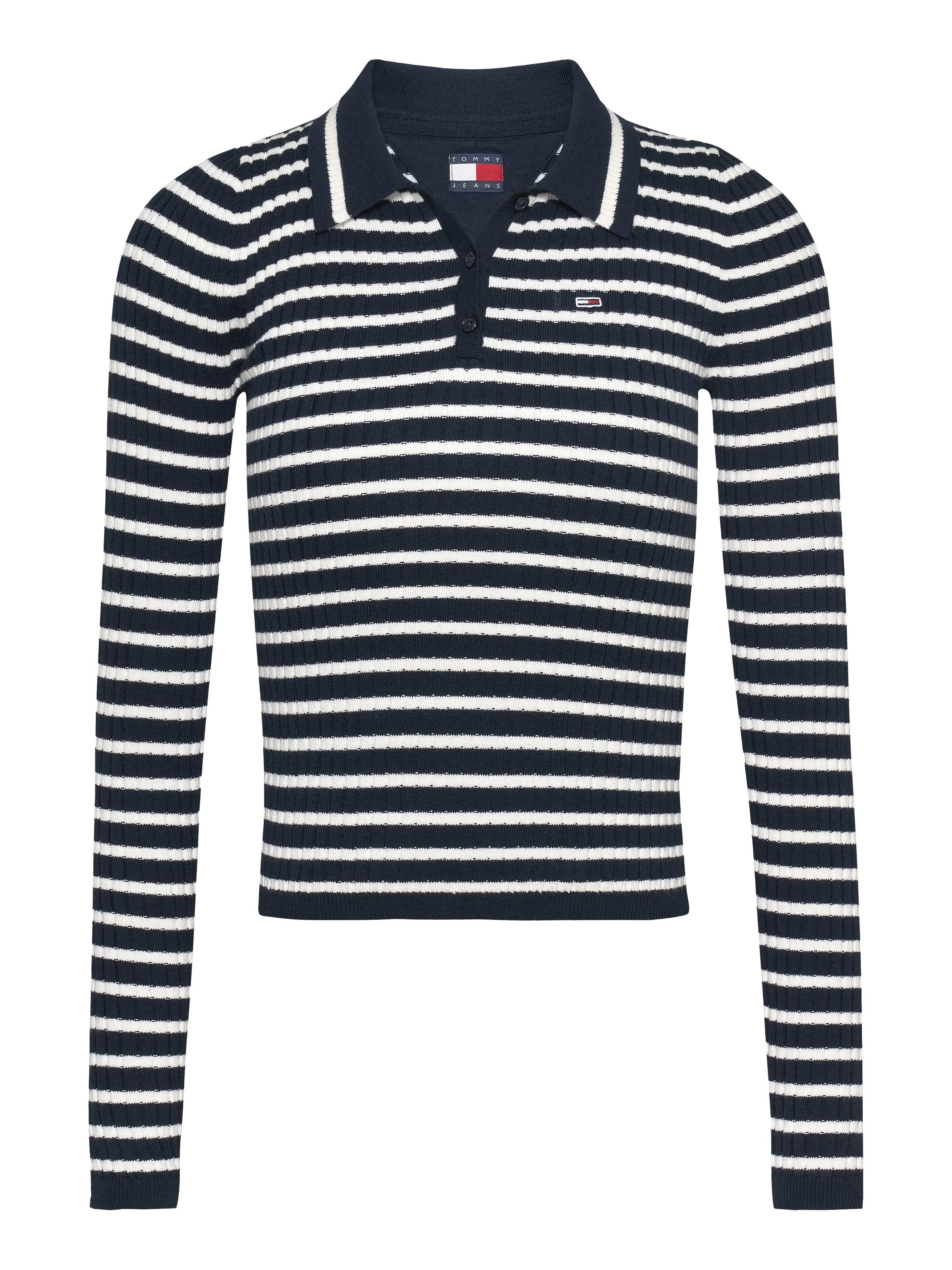 Tommy Jeans Polokragenpullover »TJW ESSENTIAL LS POLO SWEATER«, mit Logostickerei