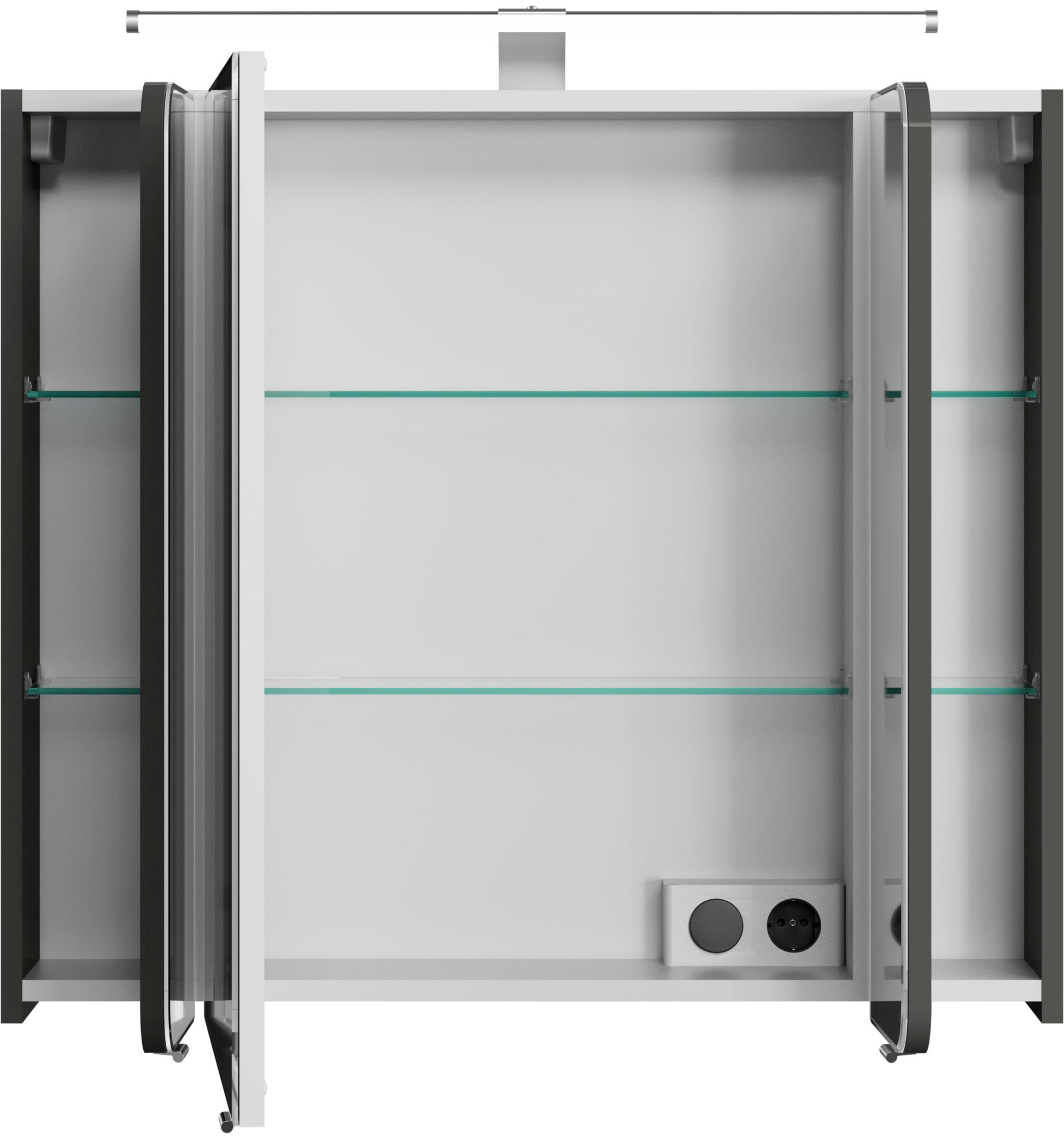Saphir Badmöbel-Set »Serie 4005, vormontiert, Glaswaschbecken, Spiegelschrank«, (Set, 6 St.), Badezimmer-Set mit Unterschrank, Hängeschrank, Hochschrank, Türdämpfer