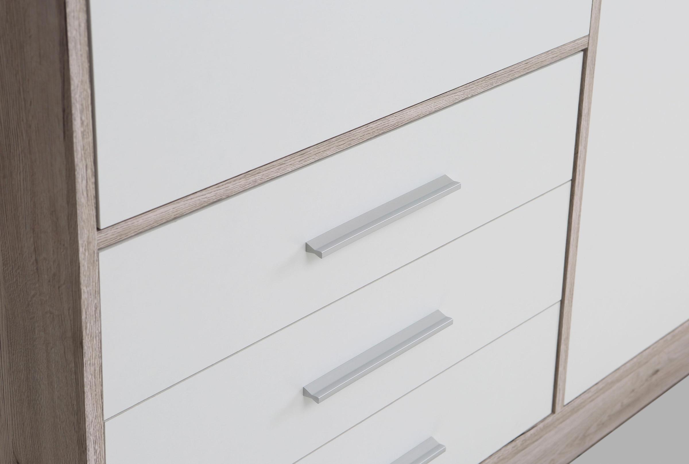 FORTE Kleiderschrank »Jupiter, Made in Europe, mit Schubladen«, (Maße (T/H): 60/200 cm), Stauraum, 2 Breiten, 4 Farben, Schubladen, variable Einlegeböden