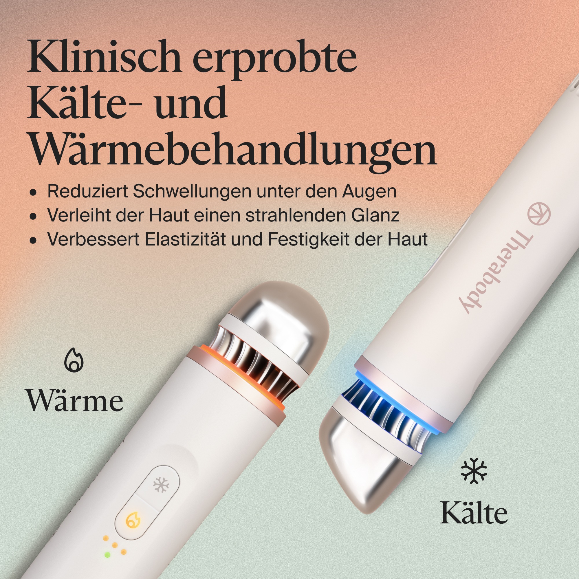 Therabody Anti-Aging-Gerät »Theraface Depuffing Wand Kälte- und Wärmebehandlungen für das Gesicht«, Verbessert die Strahlkraft, reduziert Augenringe und Schwellungen