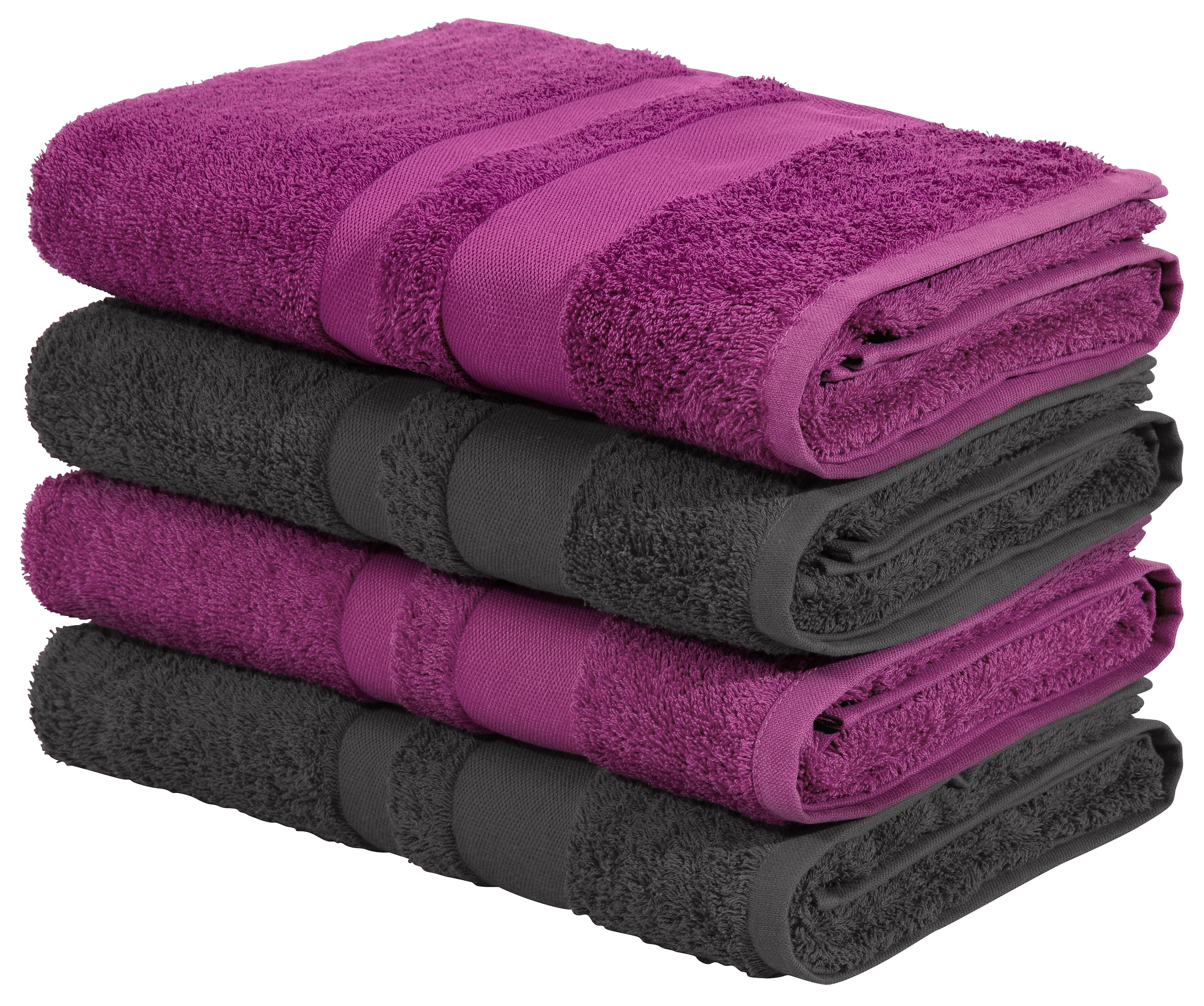 OTTO home Duschtücher »Vanessa, 4 Duschtücher, 70x140cm, in Standard- und Premium-Qualität« Handtücher mit Bordüre, 100% Baumwolle, einfarbig, weich