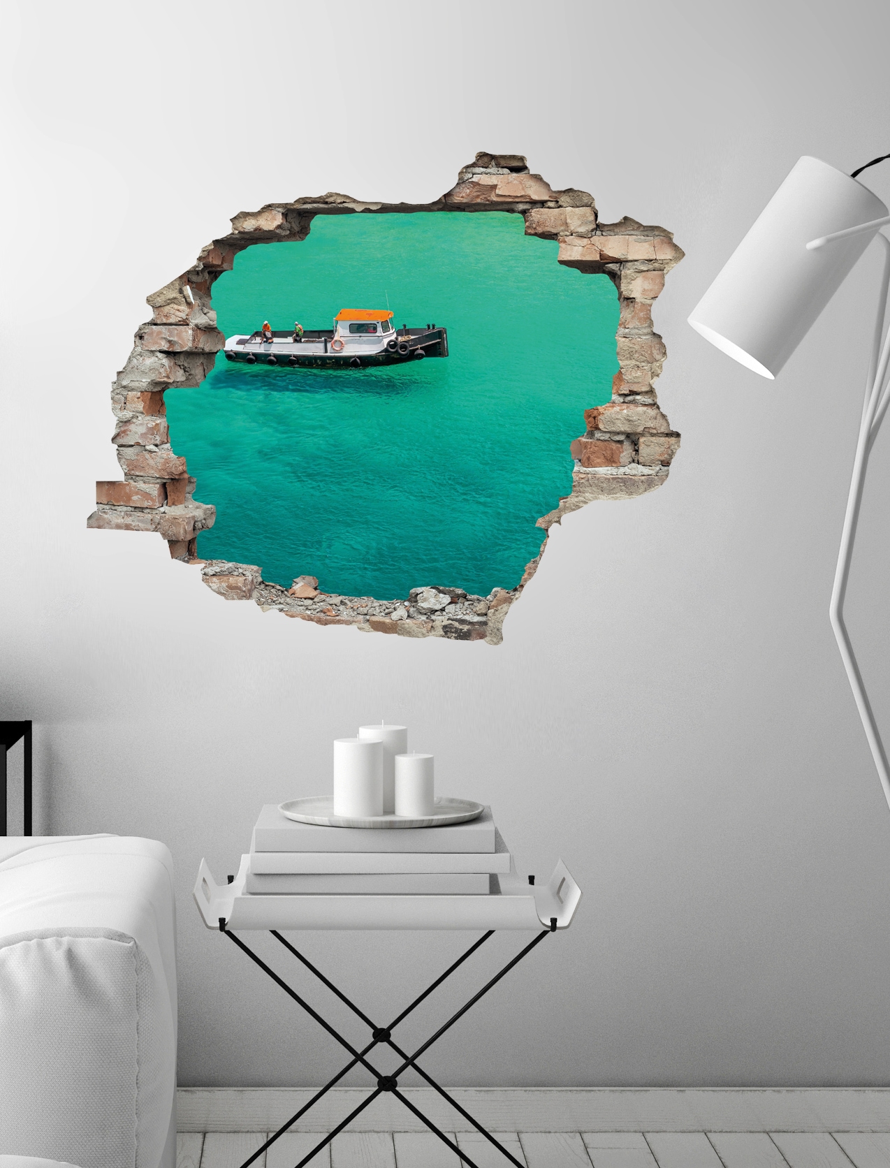 queence Wandtattoo »Boote« Wandsticker, Wandbild, selbstklebend, 3D, Wanddurchbruch