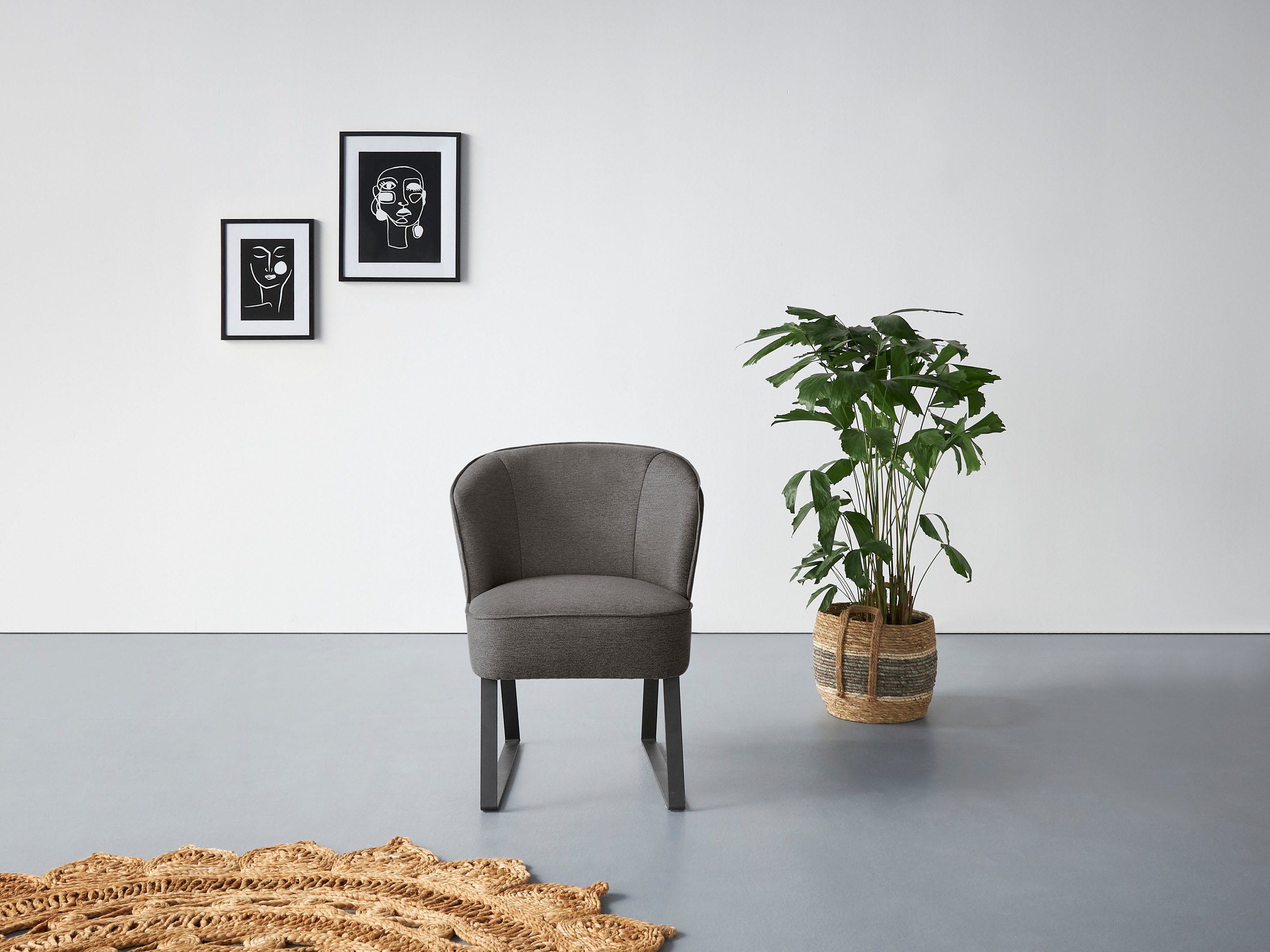 exxpo - sofa fashion Sessel »Americano, Loungesessel«, mit Keder und Metallfüßen, Bezug in verschiedenen Qualitäten, 1 Stck.