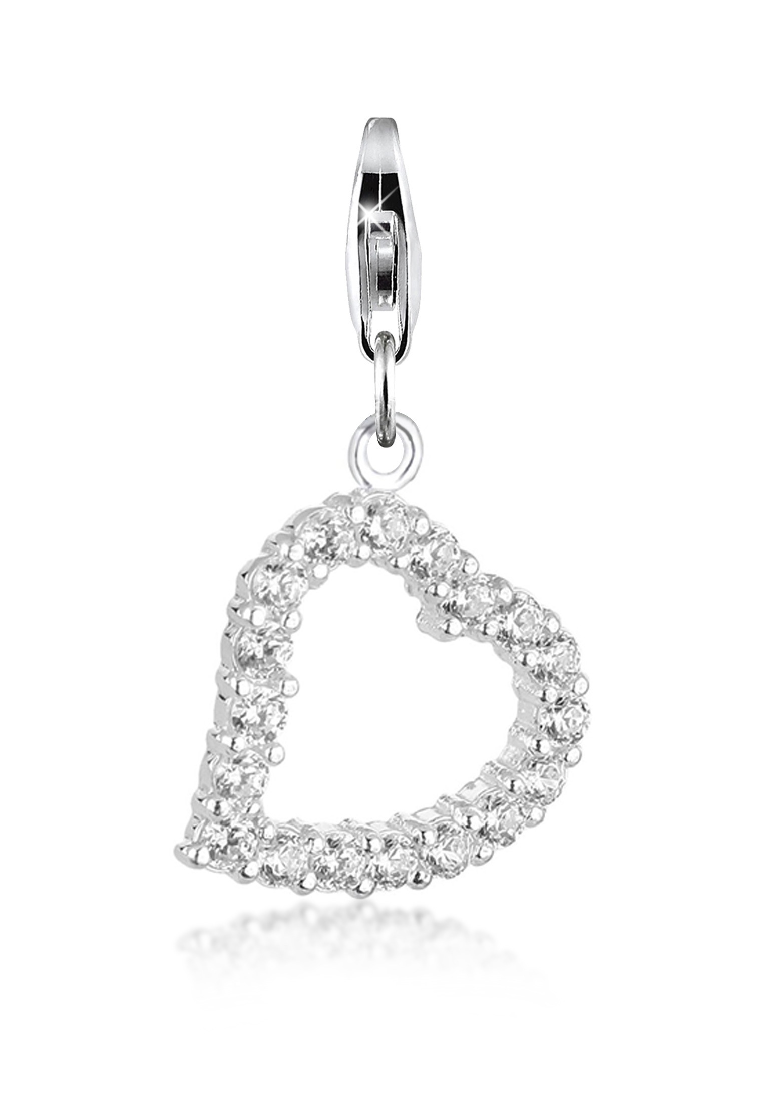 Nenalina Charm-Einhänger »Herz Anhänger-Charm Zirkonia Kristalle 925 Silber«