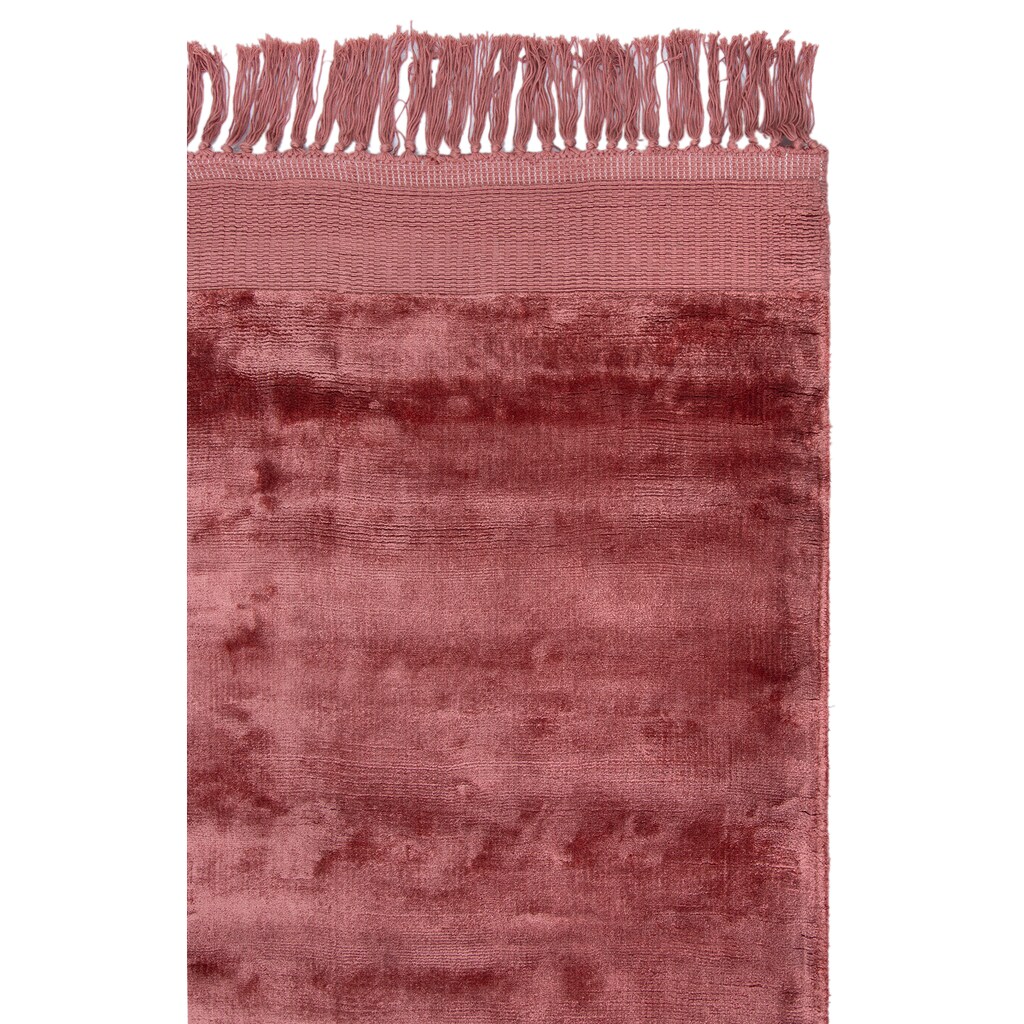 Leonique Teppich »Rakel«, rechteckig, 10 mm Höhe, Seidenoptik, weicher Viskoseteppich mit Fransen, Wohnzimmer