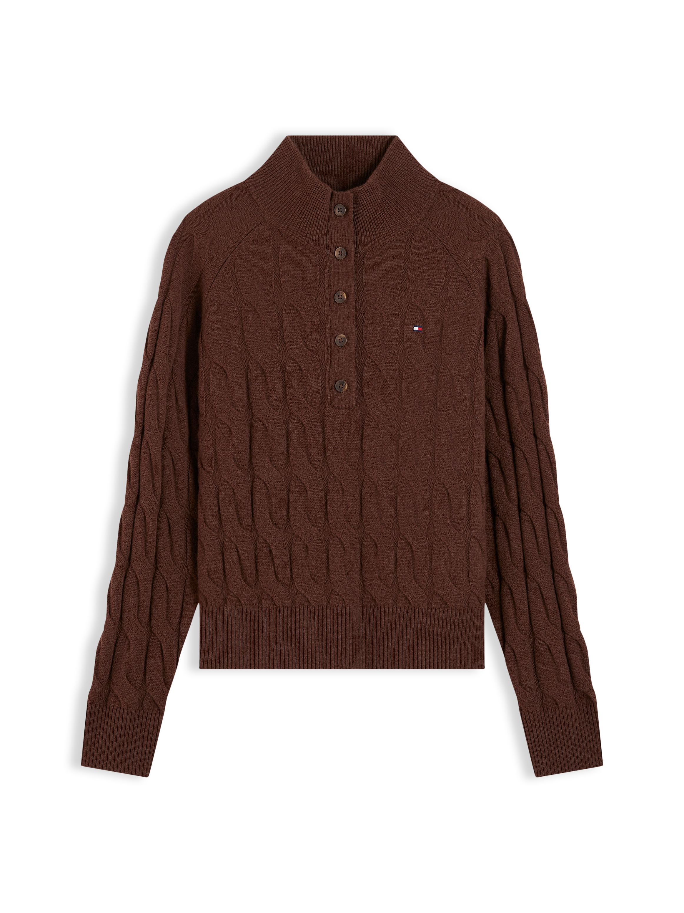 Tommy Hilfiger Wollpullover »SOFT WOOL CABLE MK-NK HENLEY« Wolle, mit Zopfmuster