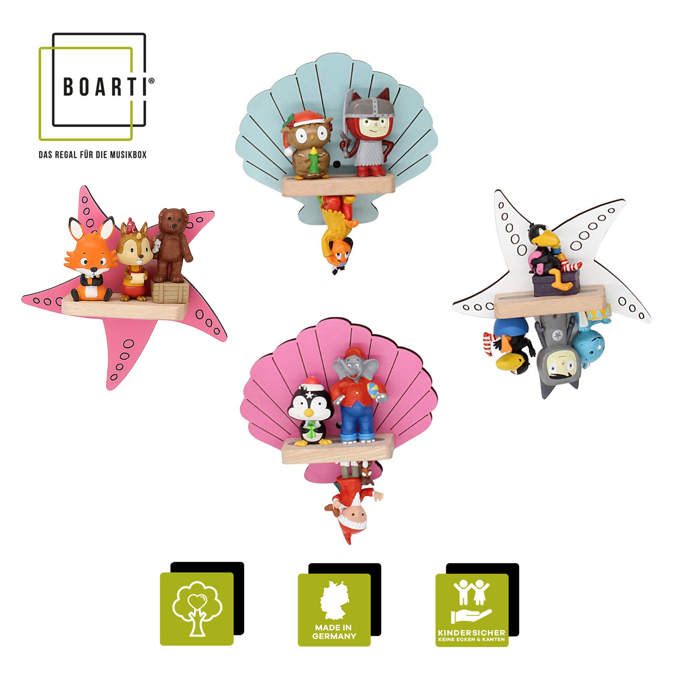 Boarti Wandregal »Regal Muschel Stern Kinder Toniebox Tonies Figuren«