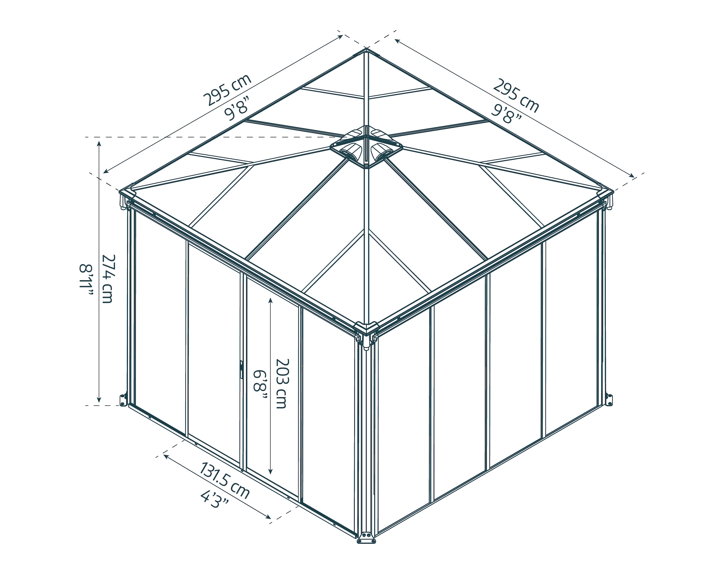Palram - Canopia Pavillon »Ledro 3000«, (Set), BxT: 295x295 cm