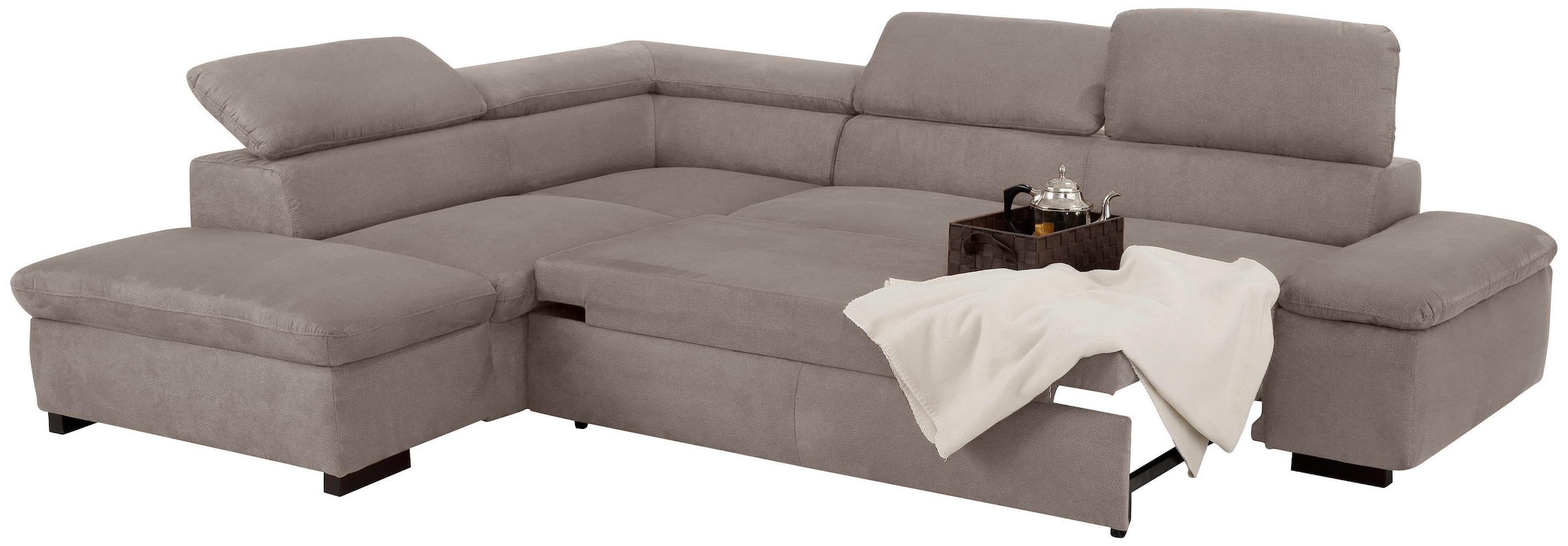 Home affaire Ecksofa »Alberto L-Form«, mit Kopfteilverstellung, wahlweise mit Bettfunktion