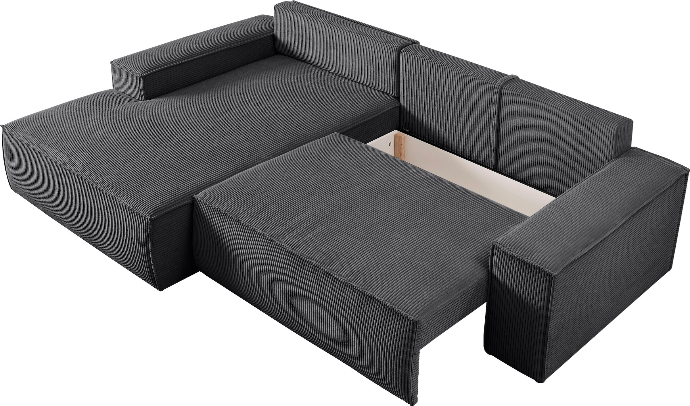 Home affaire Ecksofa »SHERWOOD L-Form, 267 cm - OTTO. Verlässliche Qualität.« Schlaffunktion mit Bettkasten (210x136 cm), Cord, Vintage, Samtvelours