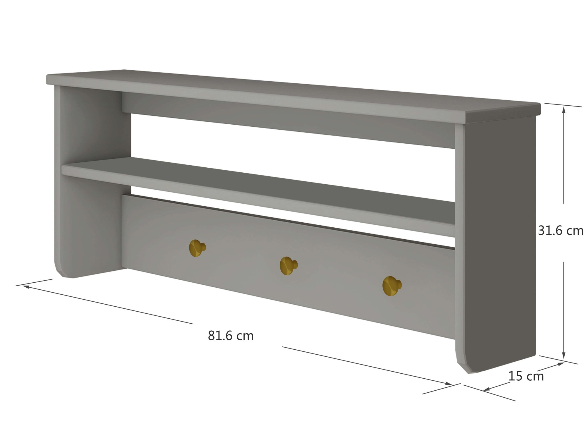 Thuka Wandregal »Luna Babyregal, Wandboard, Babyzimmer,«, Kinderegal mit Messingknöpfen. Ablagefläche