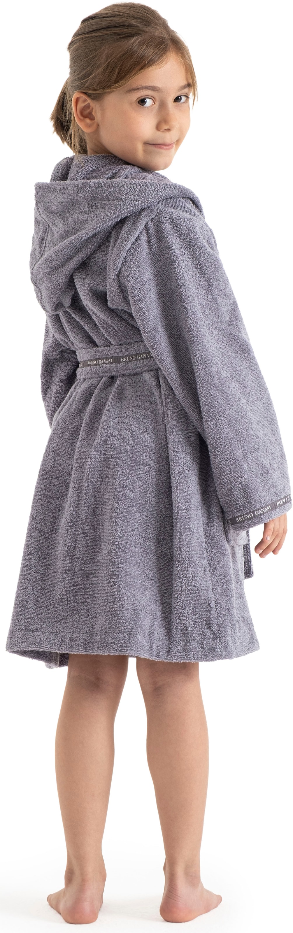 Bruno Banani Kinderbademantel »Danny, Ideal für Zuhause, Schwimmbad oder im Urlaub« 1 Stk. mit Logostreifen, aus 100% Baumwolle