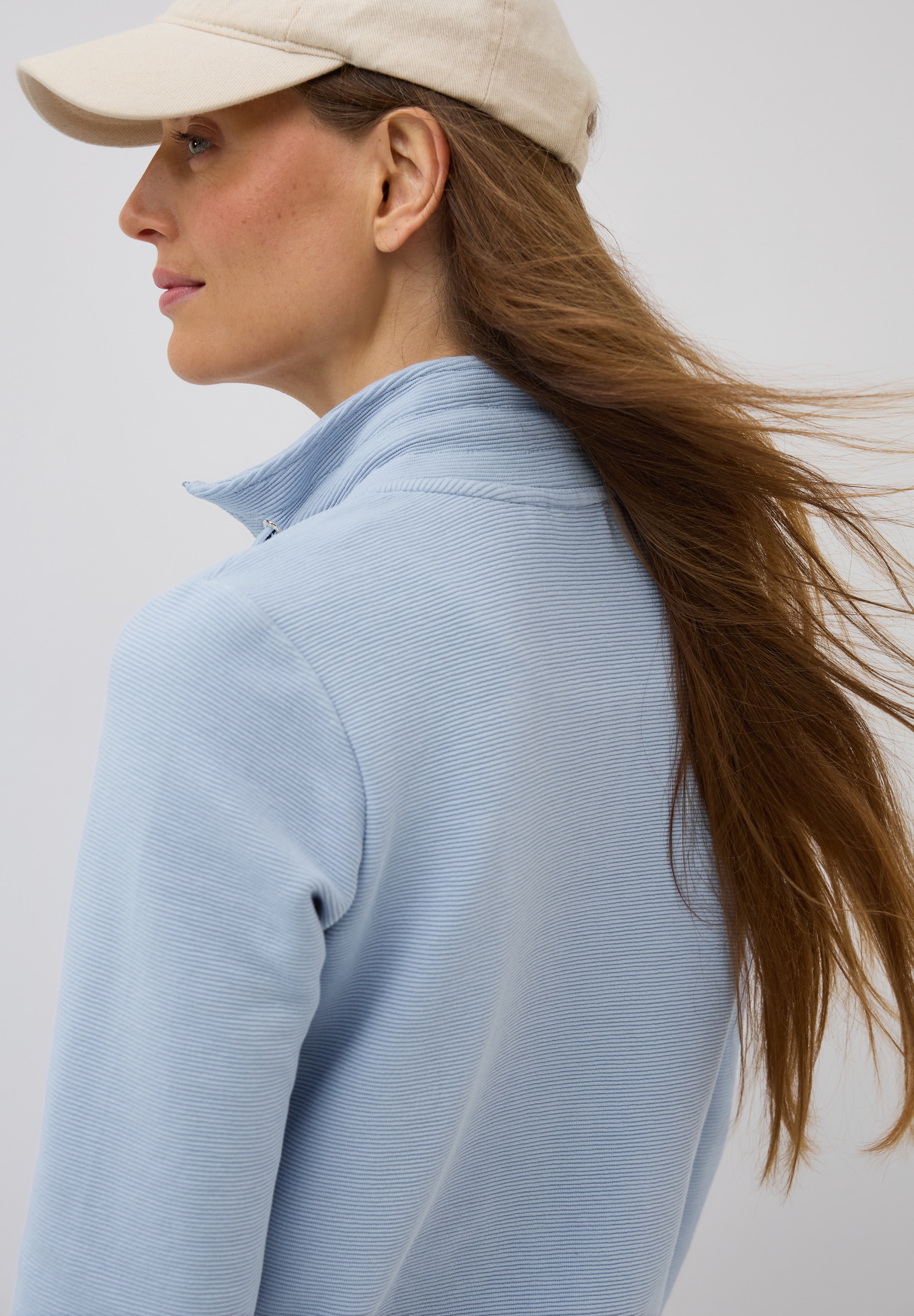 Cecil Sweatjacke, im Ottoman-Look und Stehkragen, Struktur-Optik
