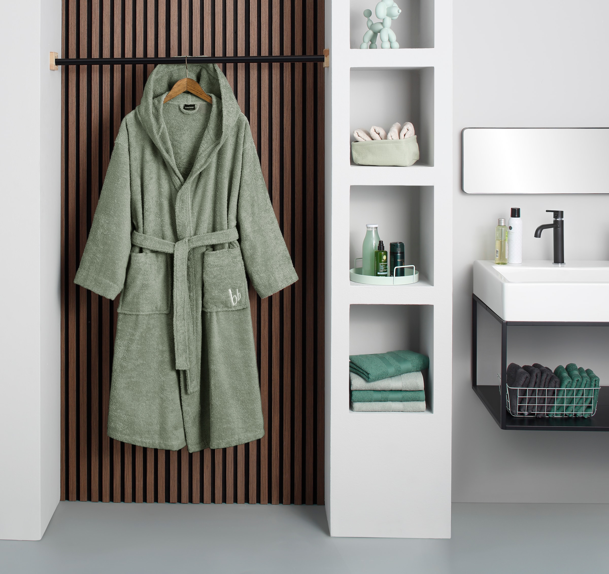 Bruno Banani Unisex-Bademantel »Robby, ideal für Sauna & Spa, Standardlänge & Überlänge« 1 Stk. tlg., Damen & Herren Bademäntel, Baumwolle, mit Taschen, Sauna, XS-3XL