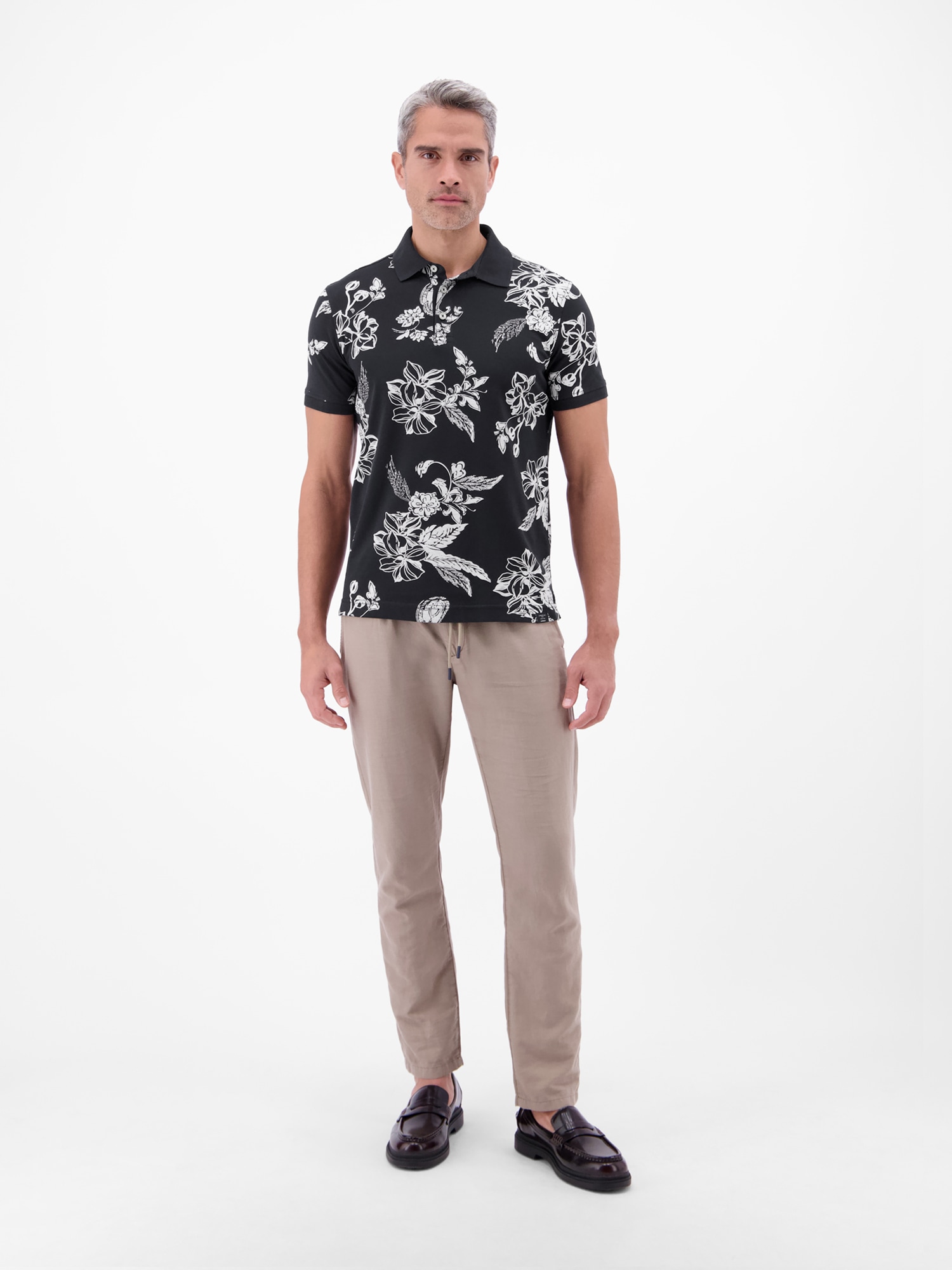 LERROS Poloshirt »Poloshirt mit floralem All-over-Print, 100 % Baumwolle«