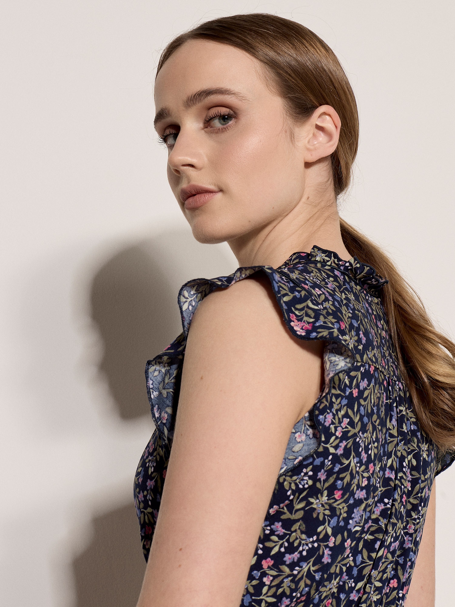 Apricot Druckkleid »Minikleid« Gemustert mit Rüschen