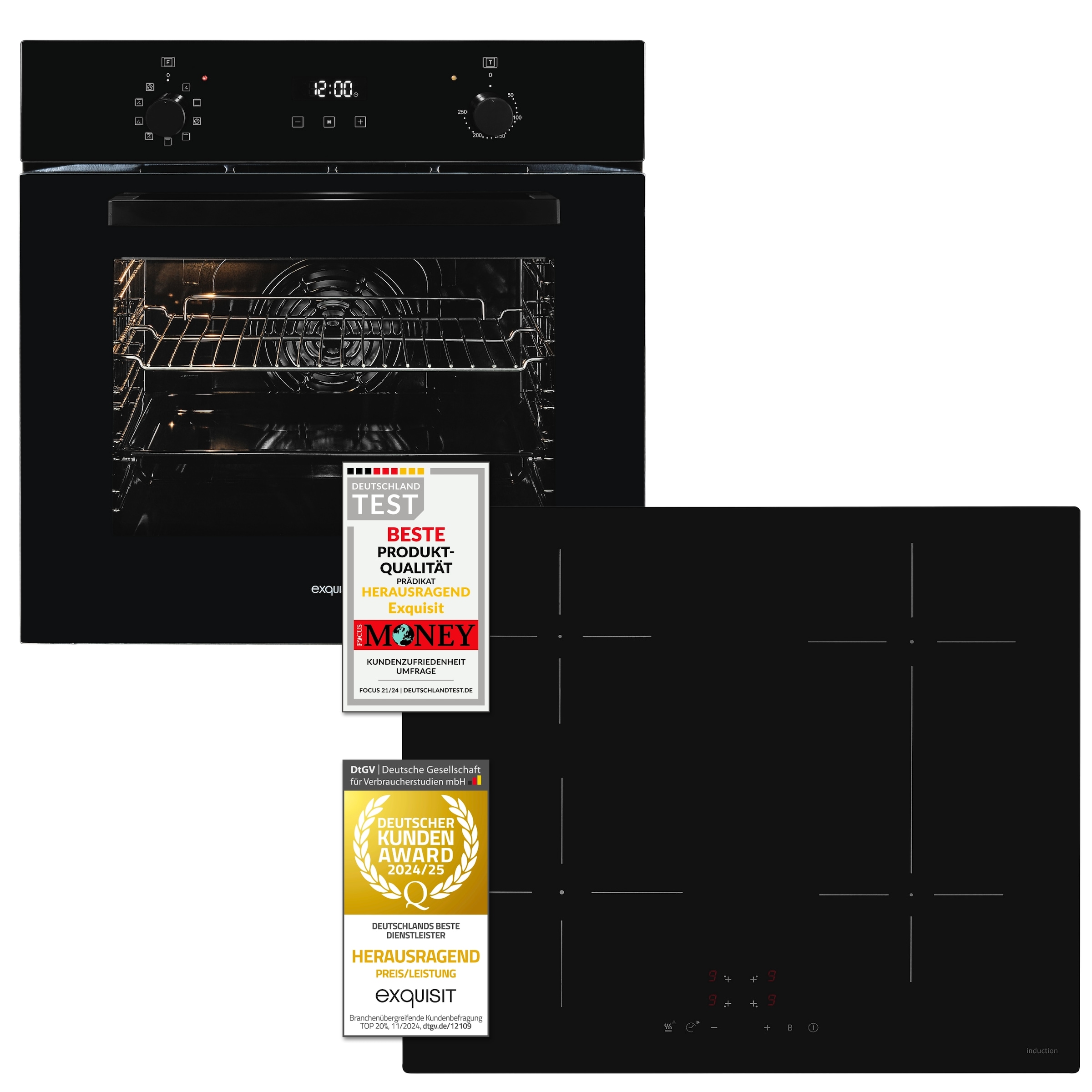 exquisit Backofen-Set »EBE257-H-020 schwarz« Set, 2 Stk. tlg.
