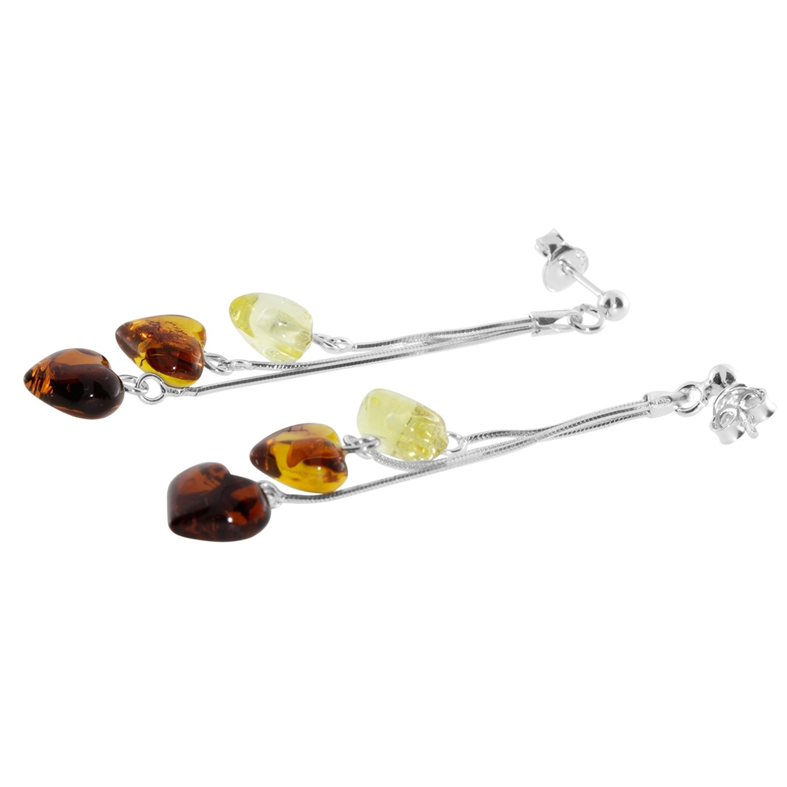 OSTSEE-SCHMUCK Paar Ohrhänger »- Herz - Silber 925/000 - Bernstein«