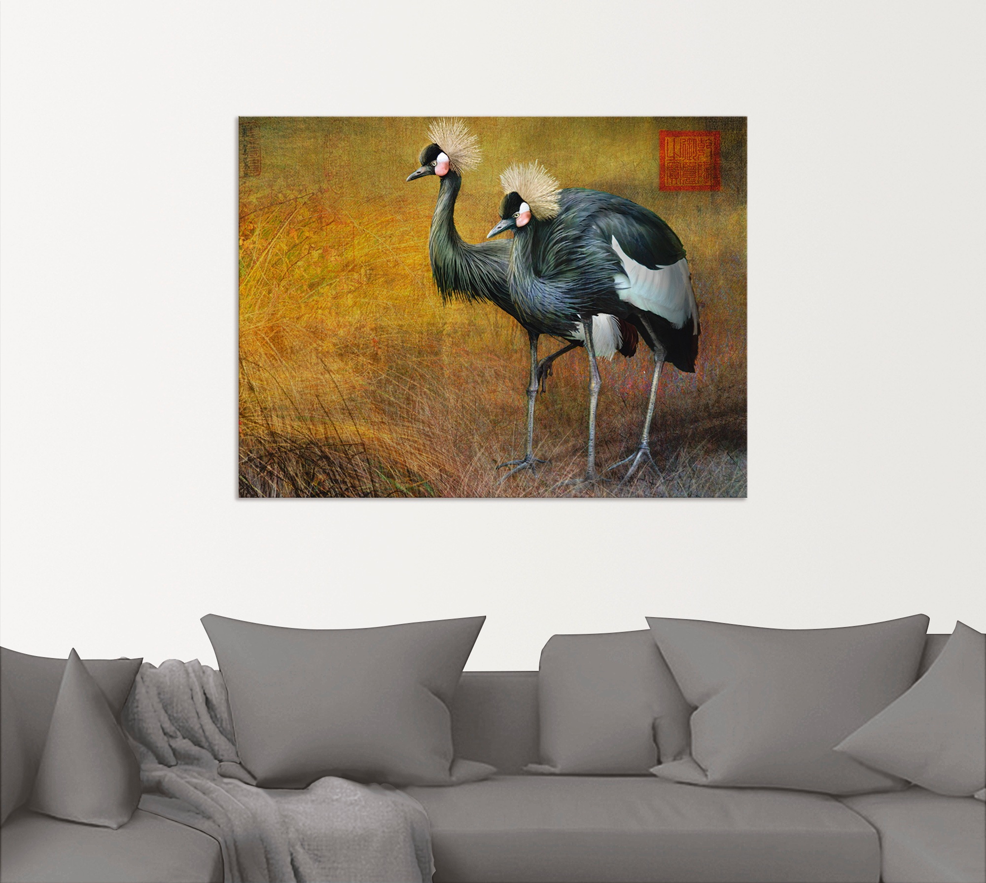 Artland Wandbild »Gehende Pfauen«, Vögel, (1 St.), in vielen Größen & Produktarten - Alubild / Outdoorbild für den Außenbereich, Leinwandbild, Poster, Wandaufkleber / Wandtattoo auch für Badezimmer geeignet
