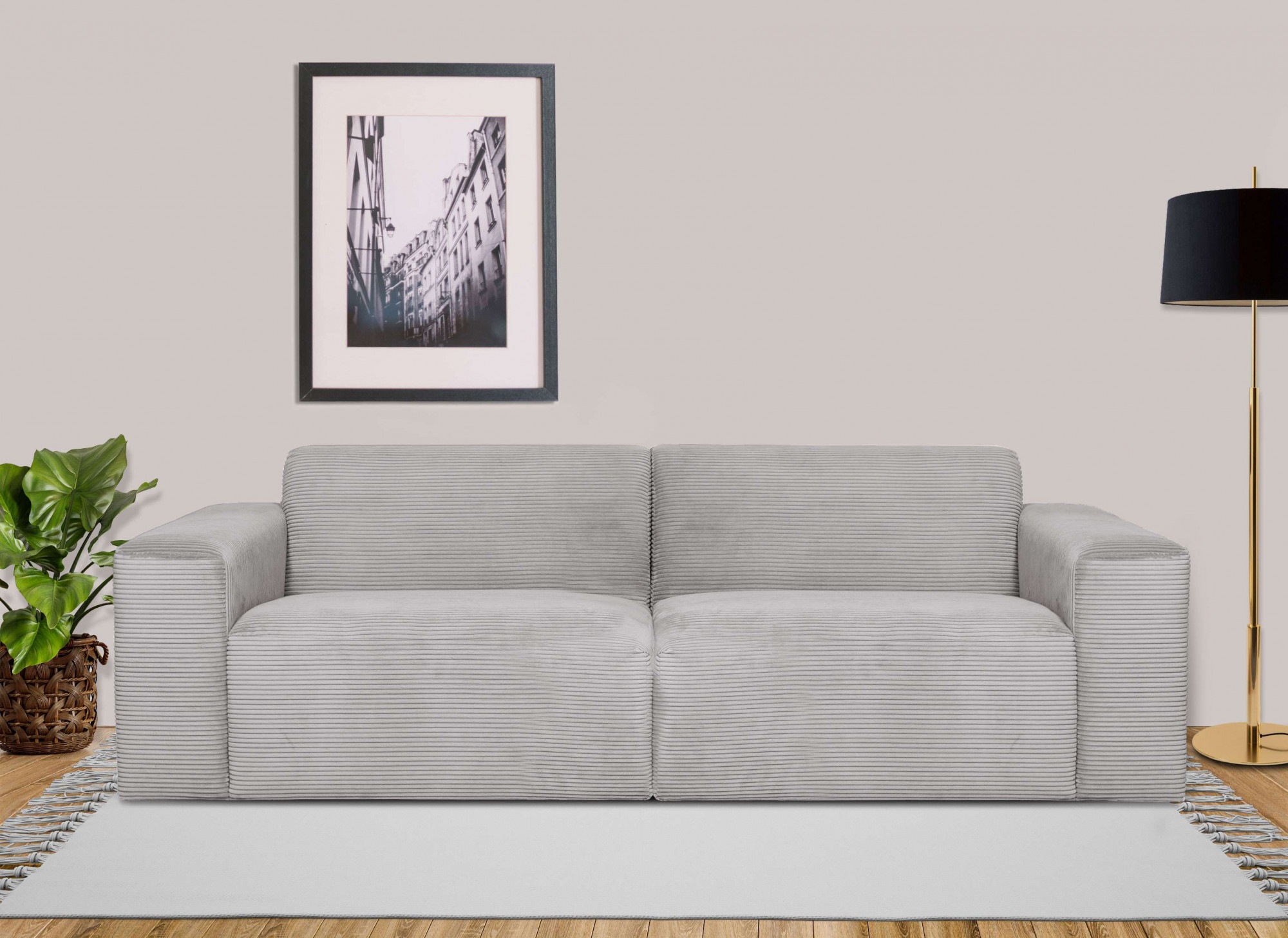 INOSIGN 3-Sitzer »Koa, 228 cm, Modulsofa in Webstoff, Cord, Struktur«, Designsofa, weicher Lounge-Sitzkomfort, Welleunterfederung, bodentief