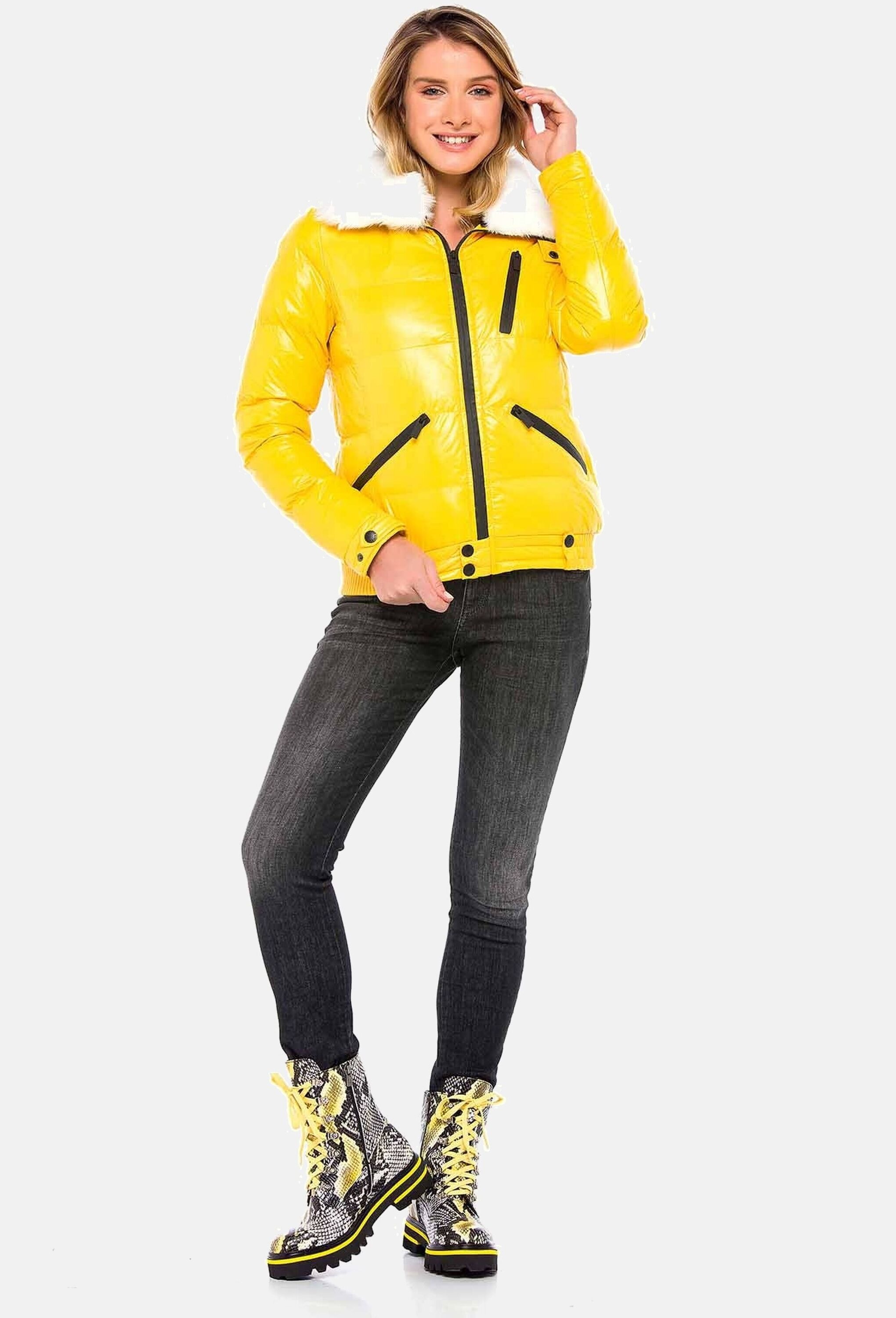 Cipo & Baxx Winterjacke »Cipo & Baxx Winterjacke mit Kunstfellkragen« ohne Kapuze mit Kunstfellkragen, WM108