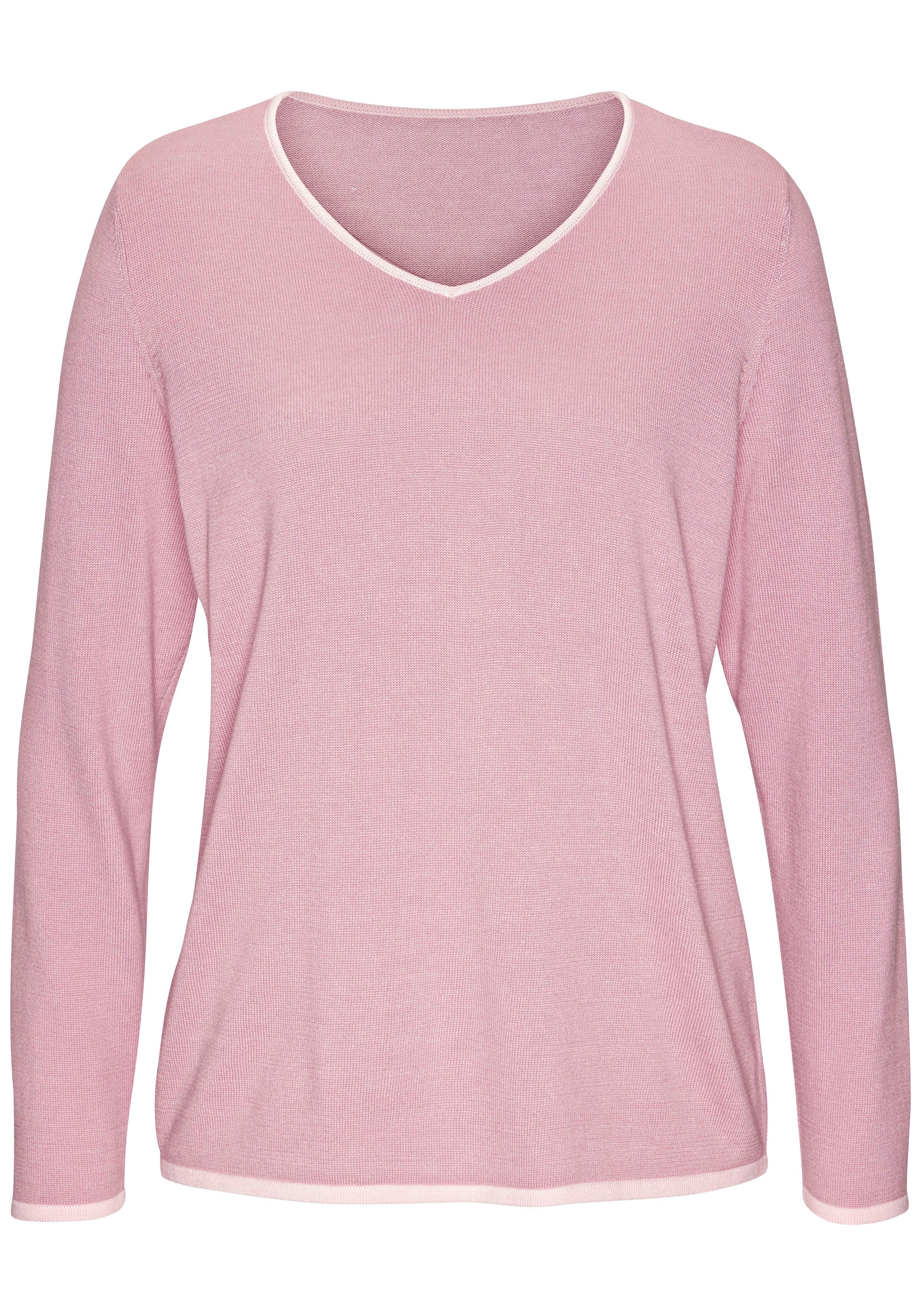 Vivance V-Ausschnitt-Pullover, mit Kontrastkanten, casual