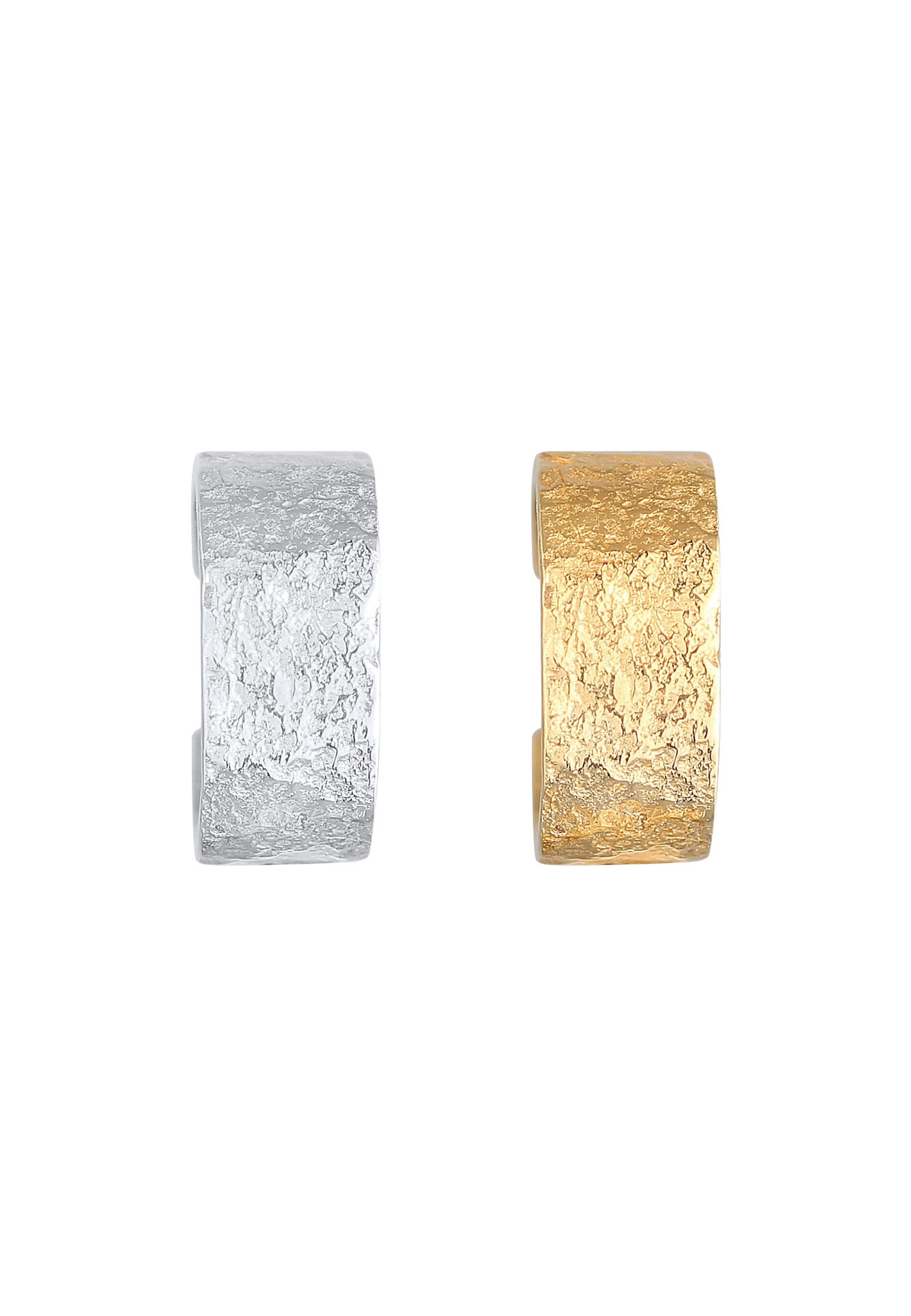 Elli Ohrklemmen-Set »Ohrringe Earcuff Set Breit Basic Strukturiert 925 Silber Bicolor«
