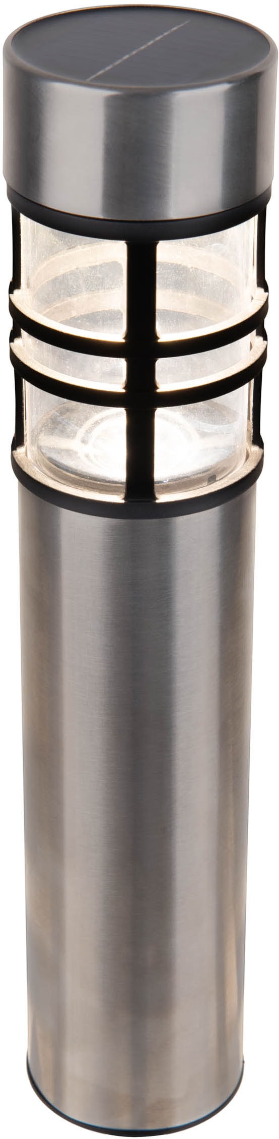 näve LED Solarleuchte »Bobby« LED-Modul 1 Stk. Warmweiß 3er Set, Dämmerungssensor, Schiebeschalter, Höhe 42cm, Edelstahl, IP44