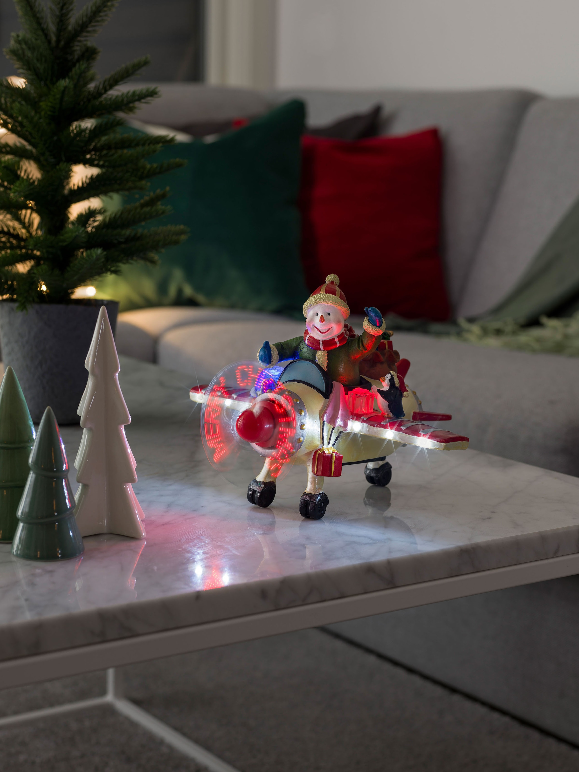 KONSTSMIDE Weihnachtsfigur, (1 St.), im OTTO Animation Schneemann Shop im mit bestellen Szenerie LED Flugzeug, Online